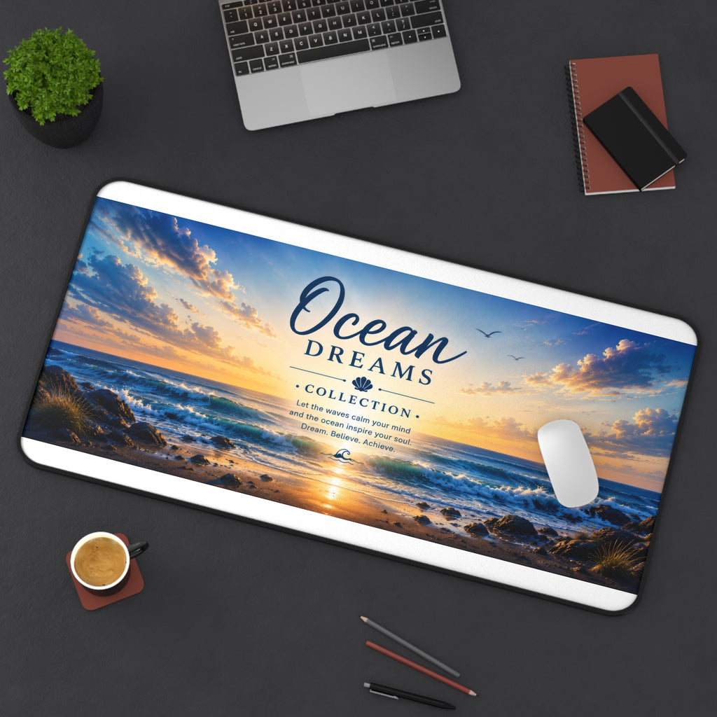 Ocean Dreams Desk Mat — Coastal Sunset Mouse Pad for Office & Gaming