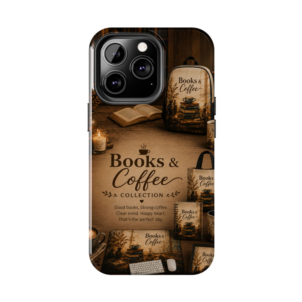 Books & Coffee Tough Phone Case — Cozy Vintage Library Design