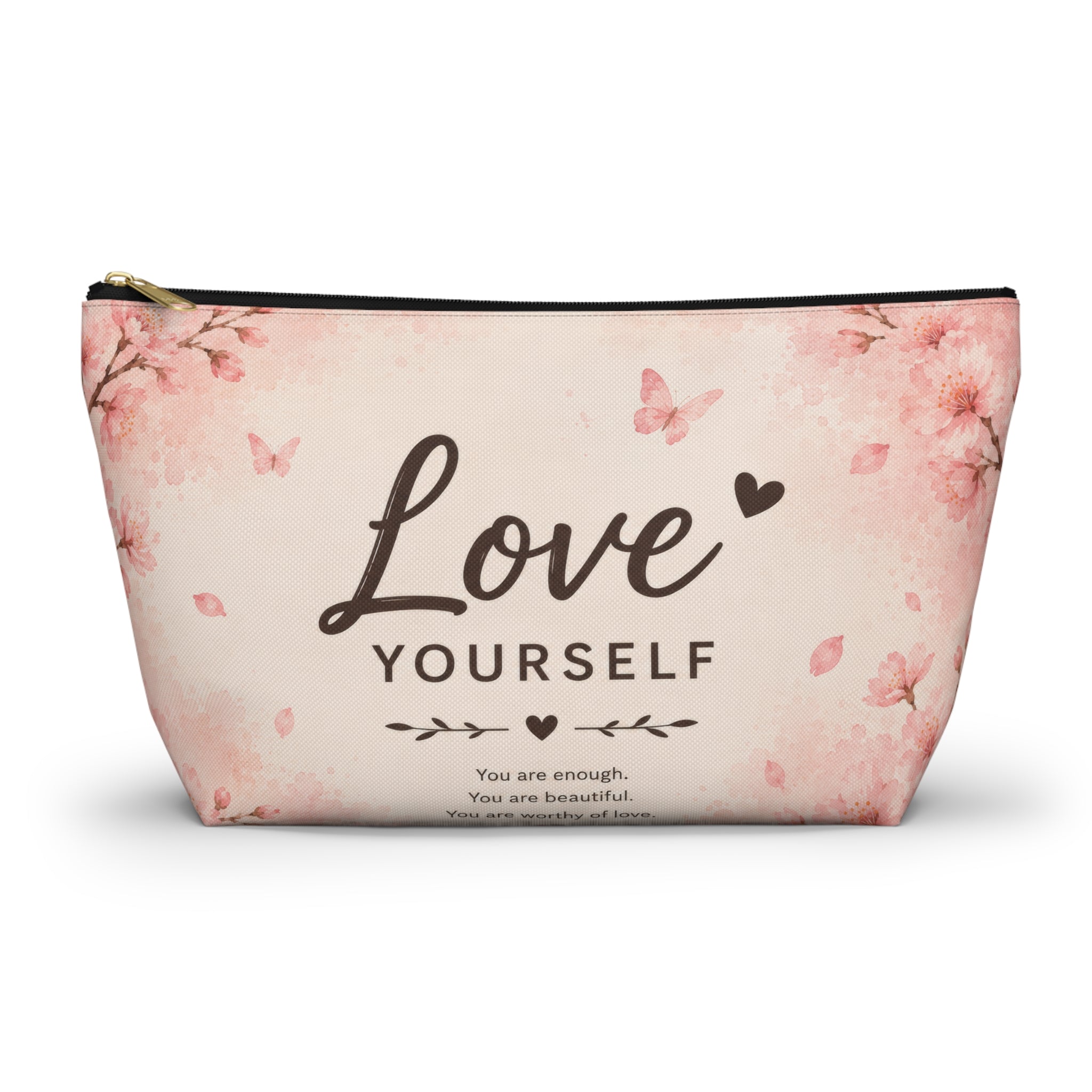 Love Yourself Floral Accessory Pouch