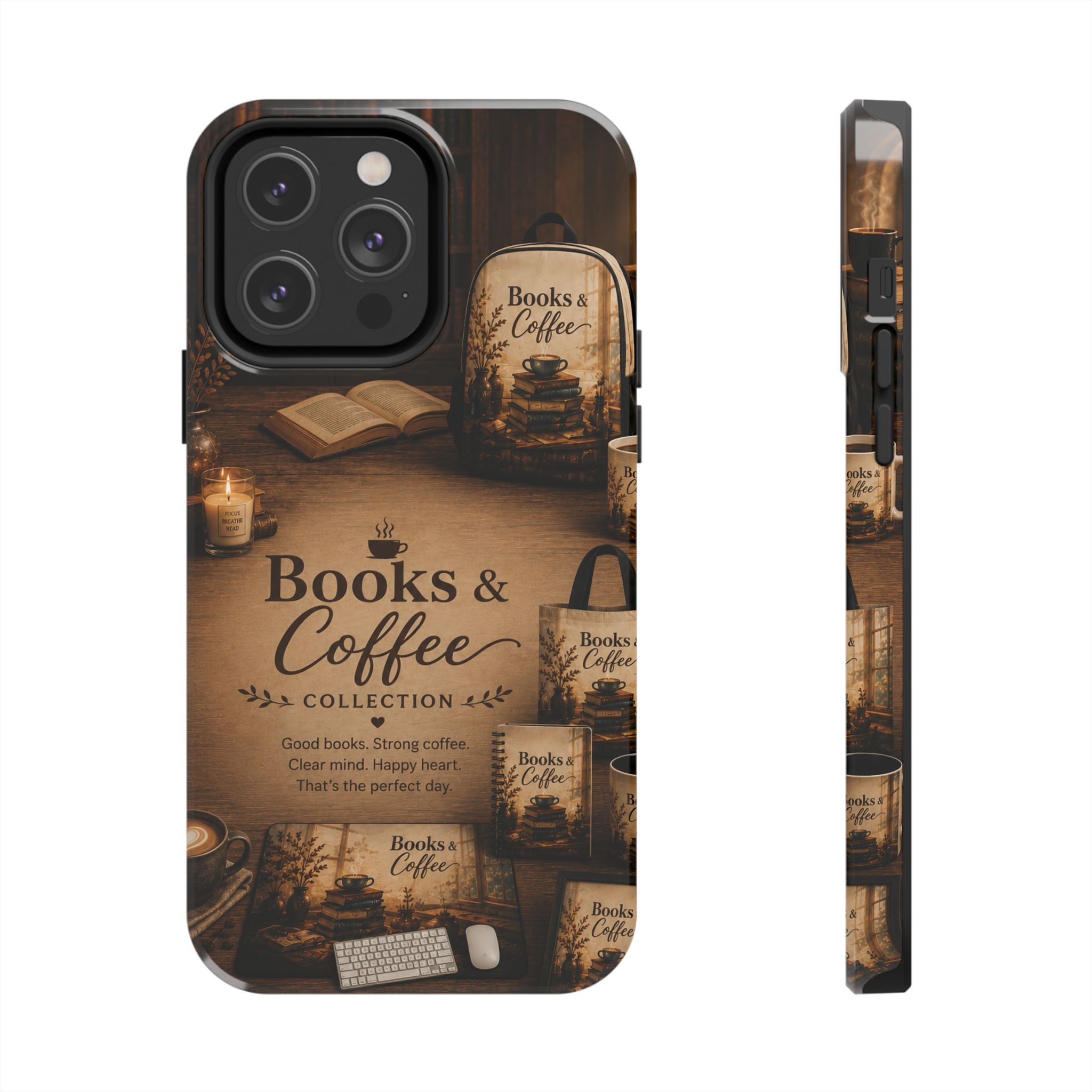 Books & Coffee Tough Phone Case — Cozy Vintage Library Design