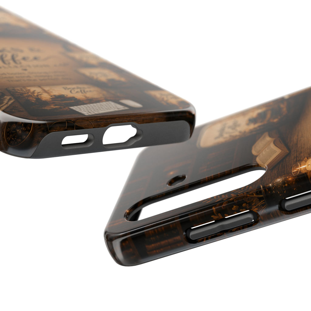 Books & Coffee Tough Phone Case — Cozy Vintage Library Design