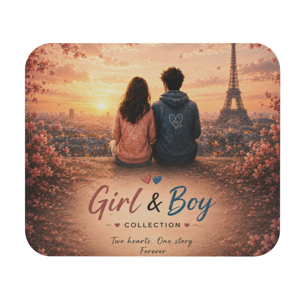 Girl & Boy Mouse Pad – Romantic Paris Sunset | Planet of Thoughts