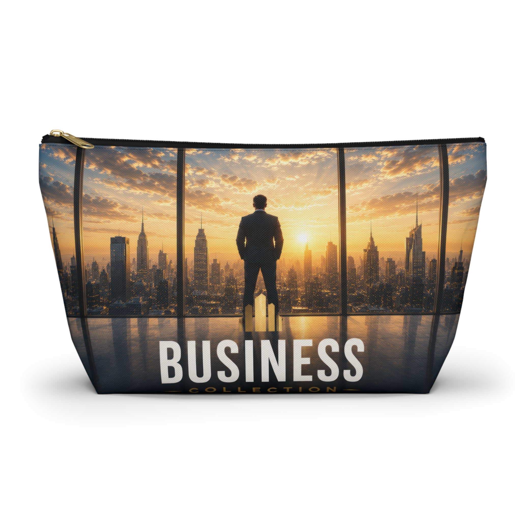 Business Skyline Accessory Pouch — Motivational Travel Makeup & Tech Organizer