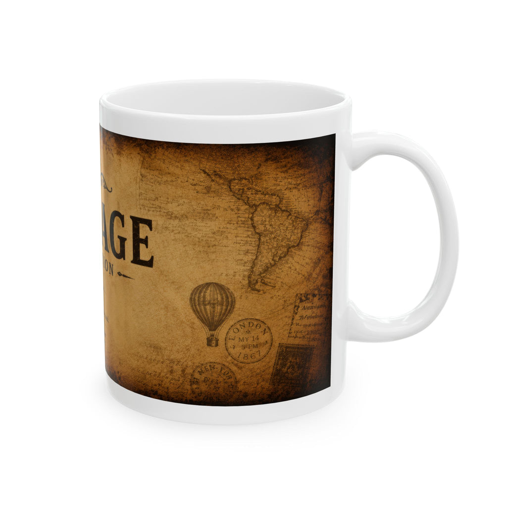 Vintage Collection Ceramic Mug (11oz & 15oz) — Rustic Antique Map Coffee Cup | Planet of Thoughts