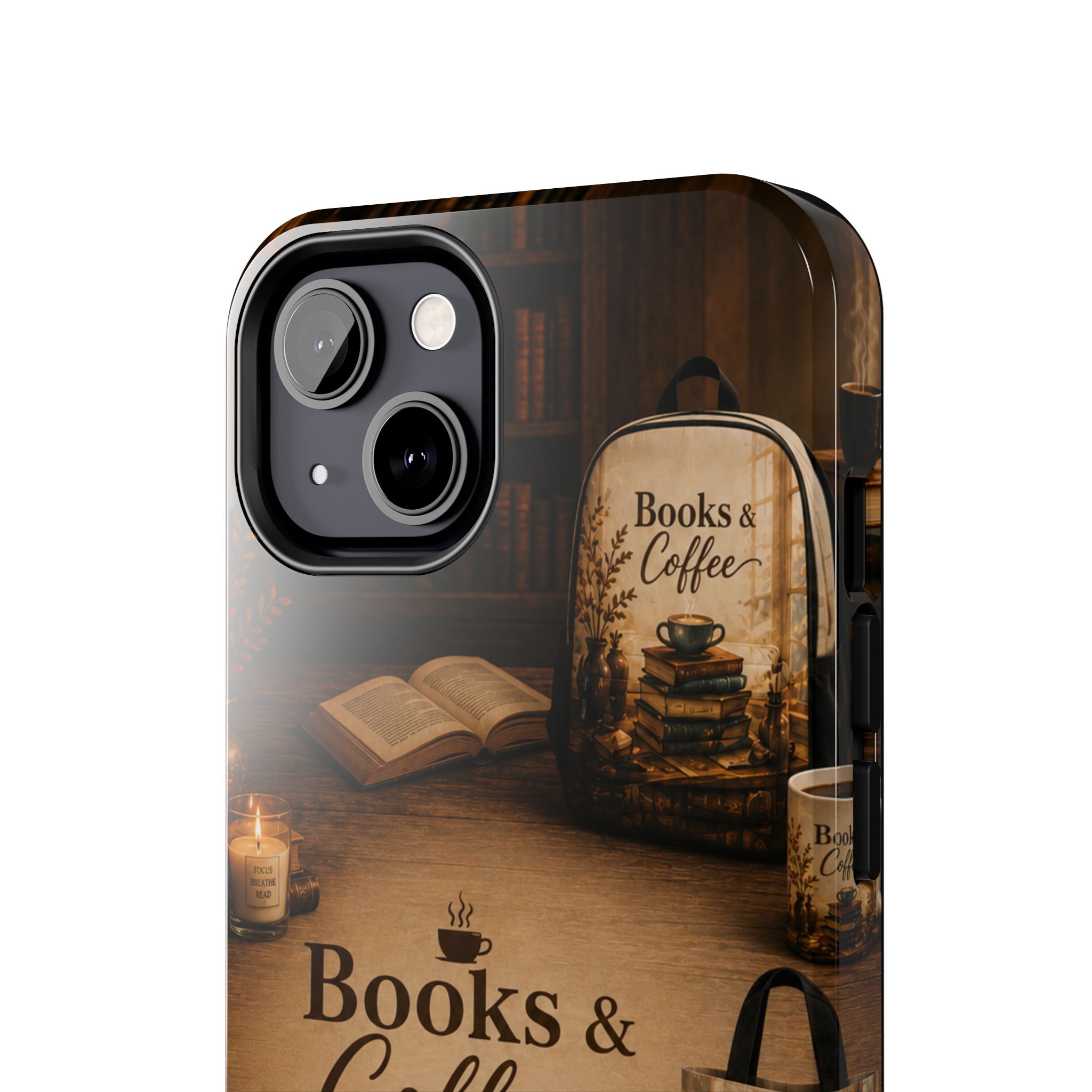 Books & Coffee Tough Phone Case — Cozy Vintage Library Design