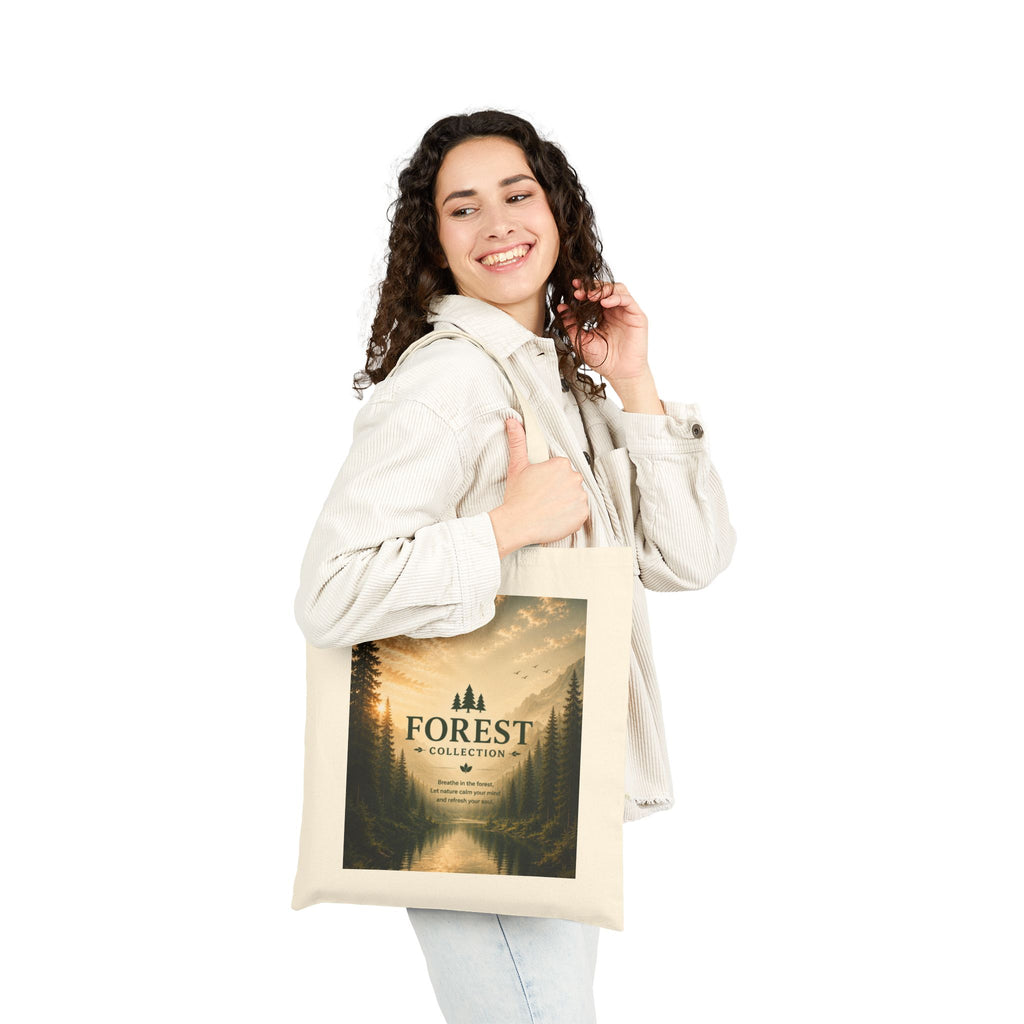 Forest Collection Canvas Tote Bag — Scenic Mountain Lake Nature Print