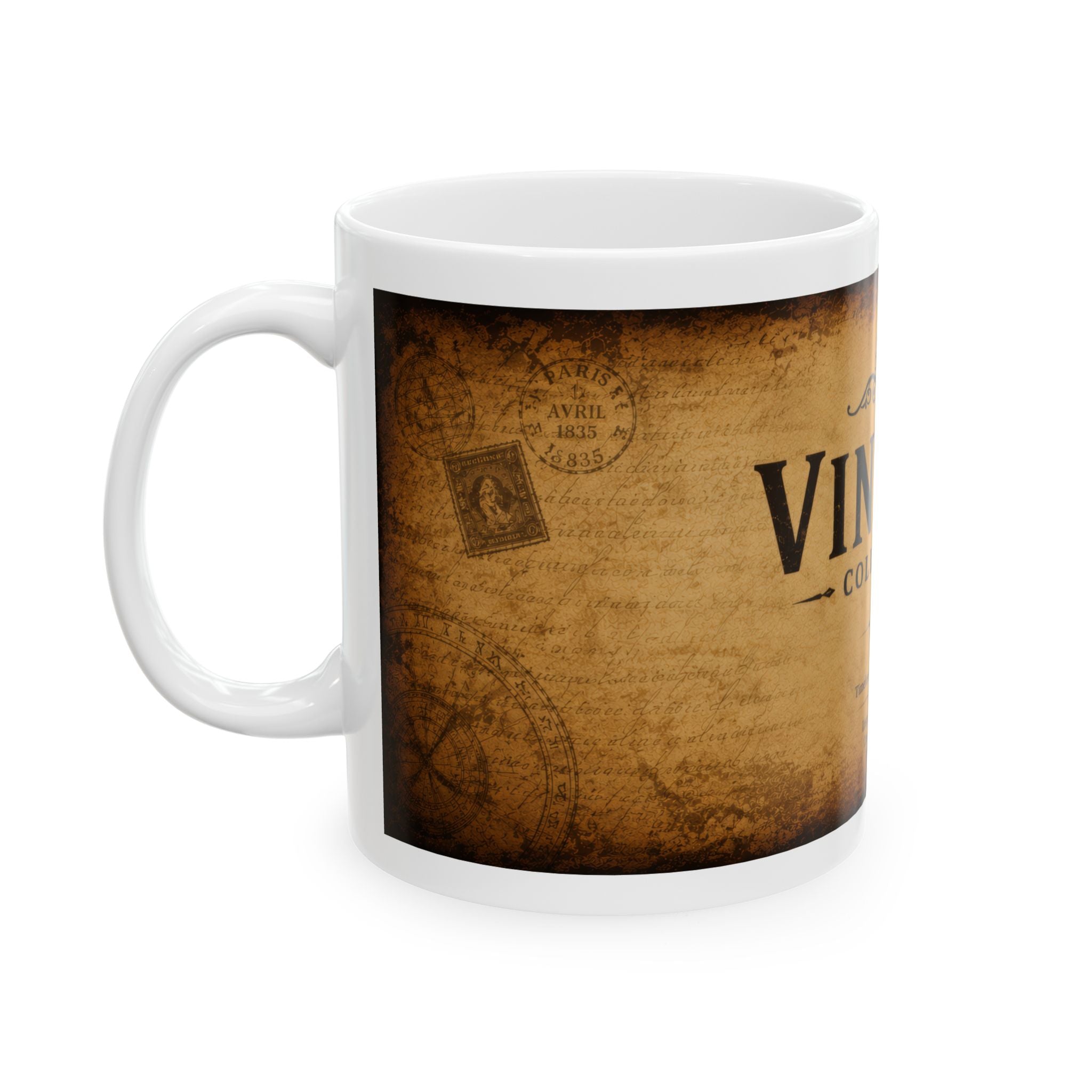 Vintage Collection Ceramic Mug (11oz & 15oz) — Rustic Antique Map Coffee Cup | Planet of Thoughts