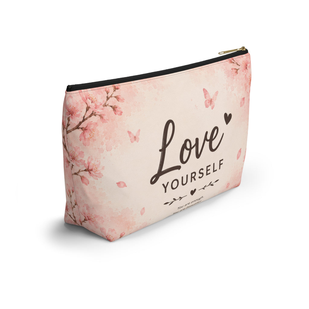 Love Yourself Floral Accessory Pouch