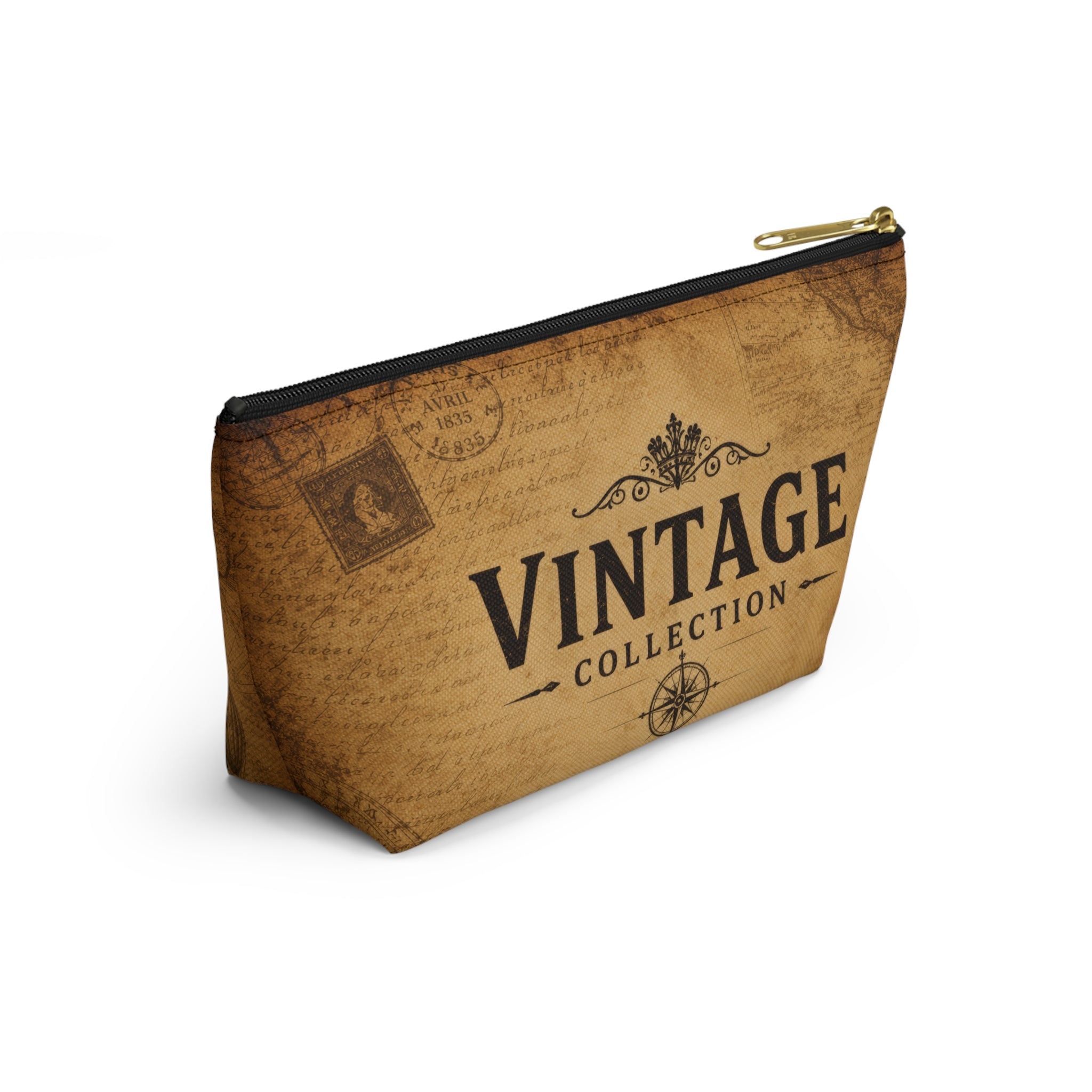 Vintage Collection Accessory Pouch — Retro Map Travel Cosmetic Bag