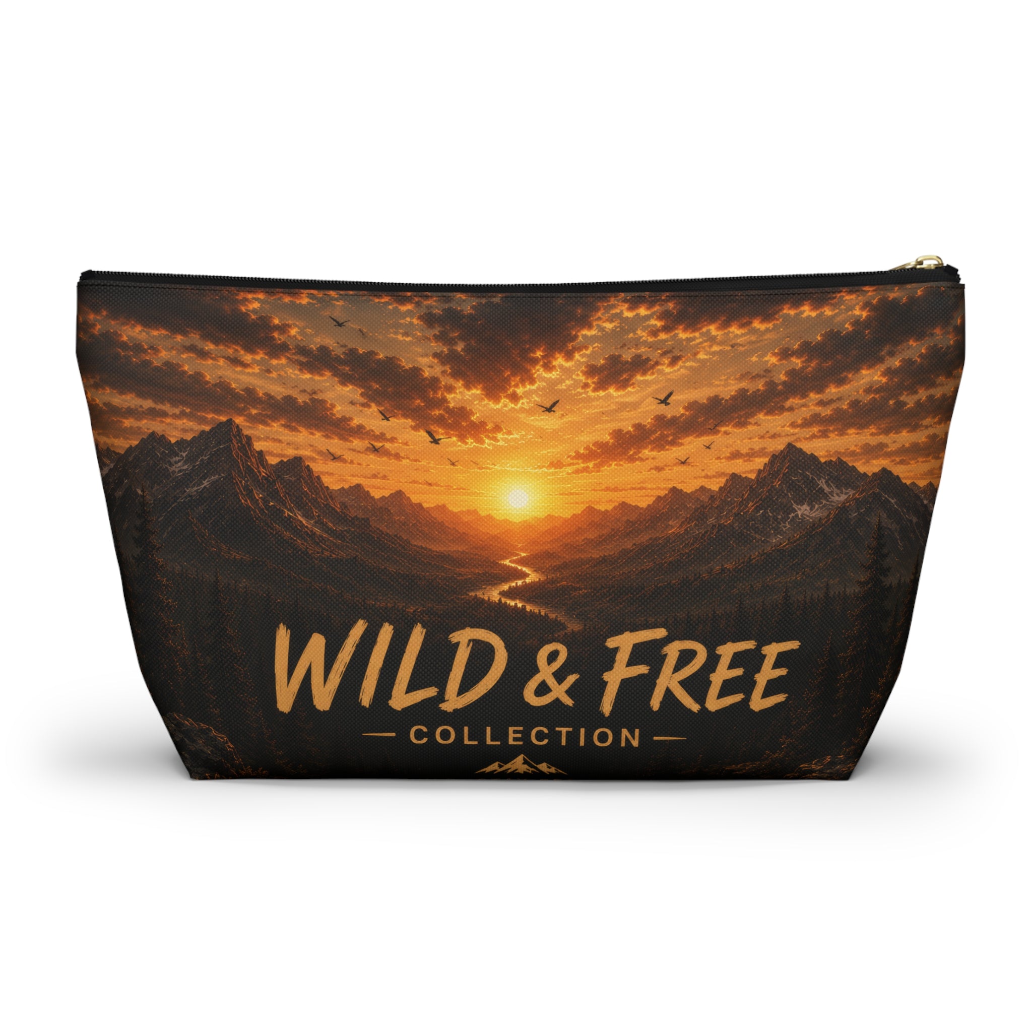 Wild & Free Accessory Pouch — Sunset Mountain Cosmetic Bag