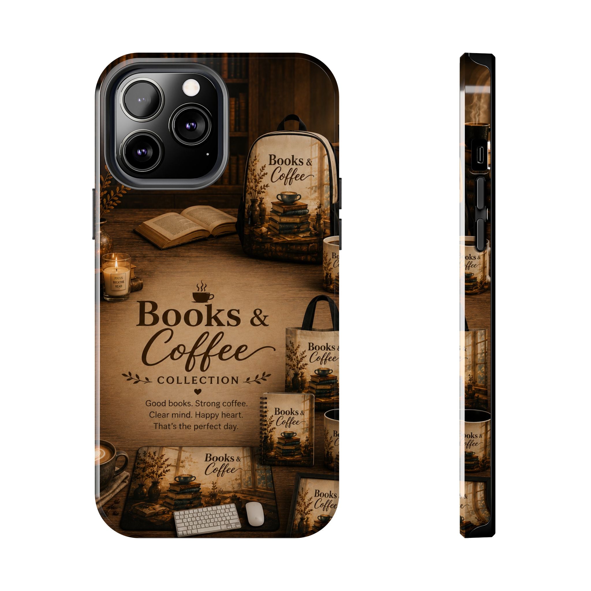 Books & Coffee Tough Phone Case — Cozy Vintage Library Design