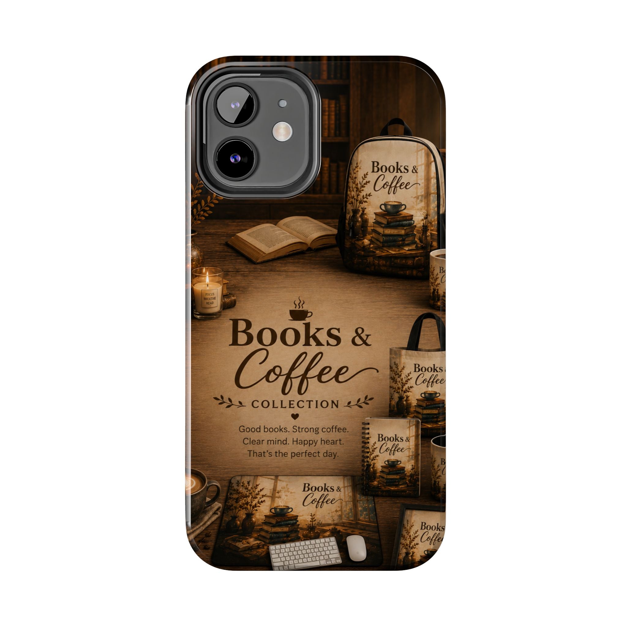 Books & Coffee Tough Phone Case — Cozy Vintage Library Design
