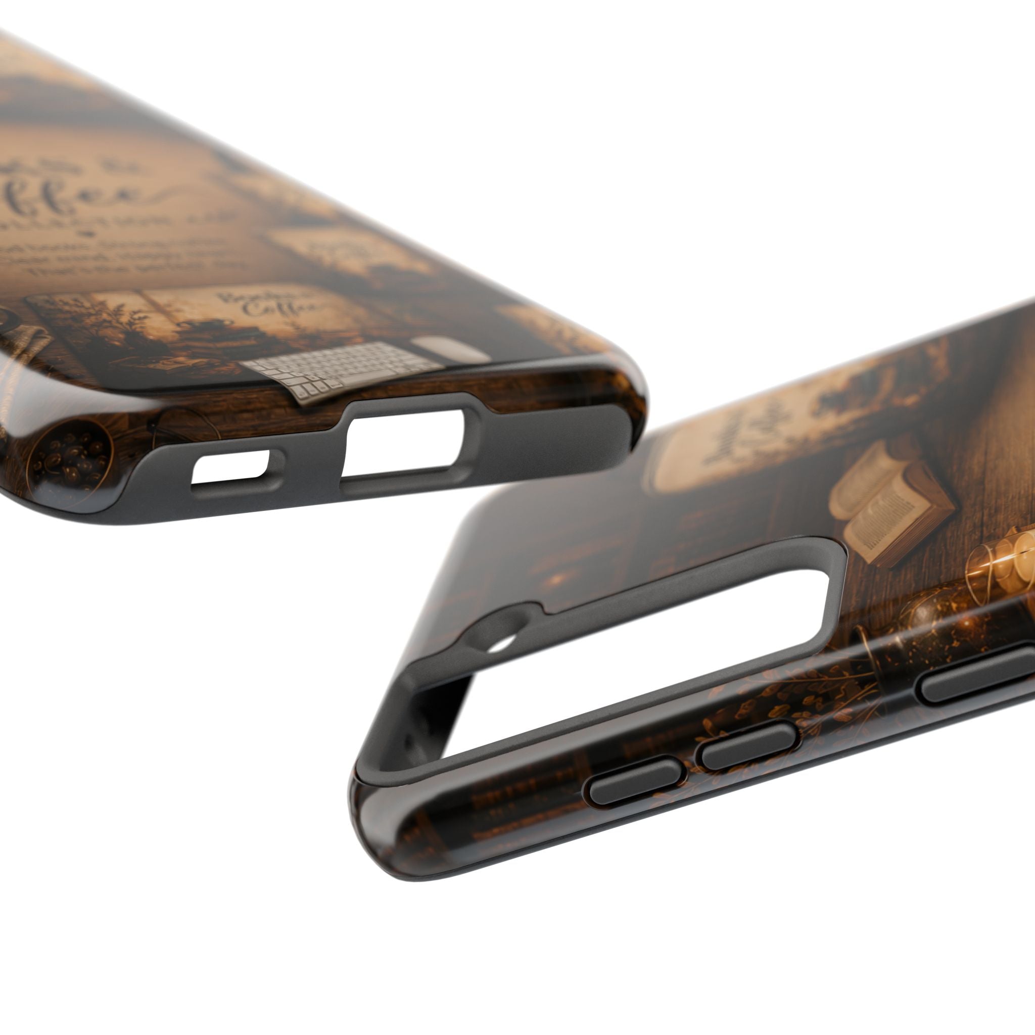 Books & Coffee Tough Phone Case — Cozy Vintage Library Design