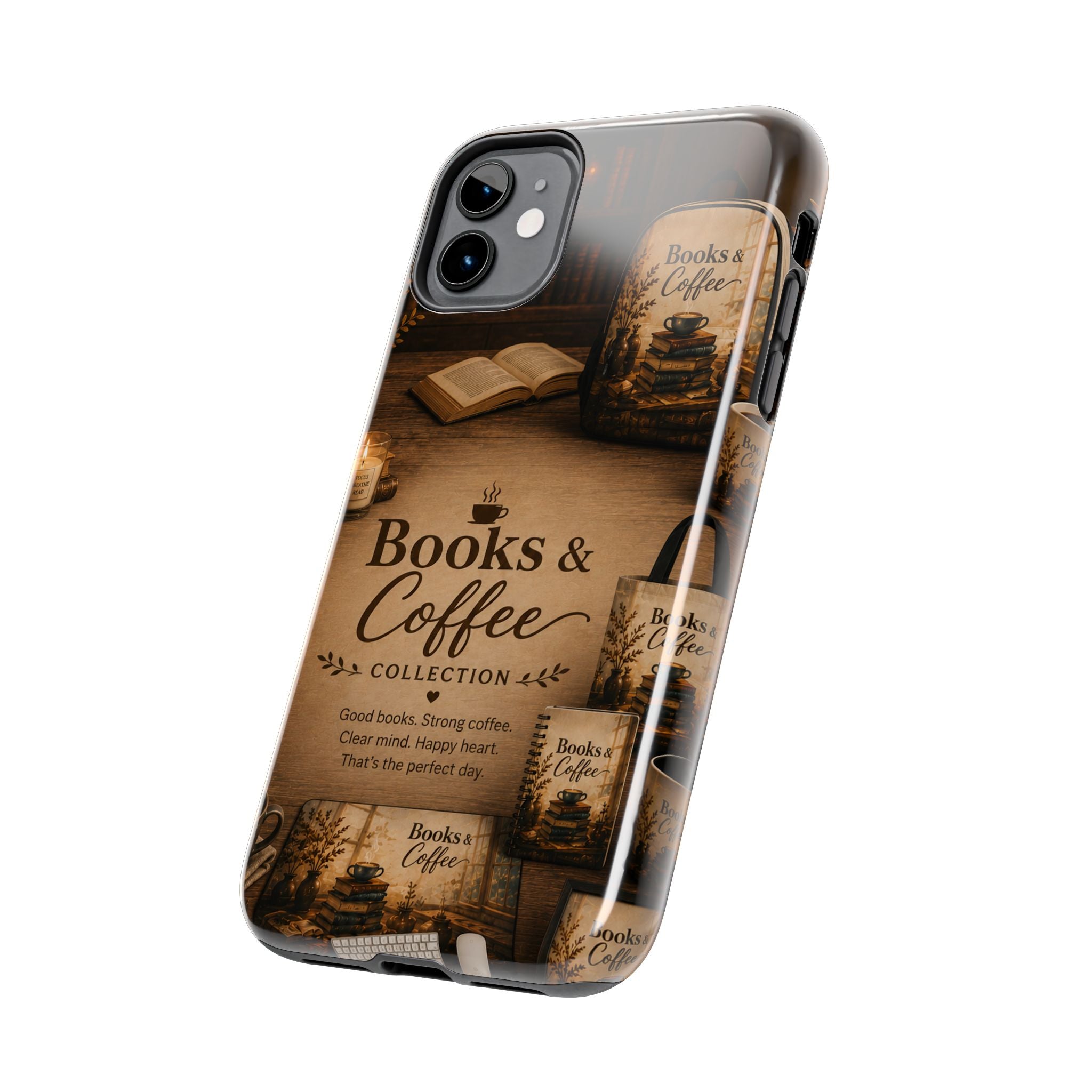 Books & Coffee Tough Phone Case — Cozy Vintage Library Design