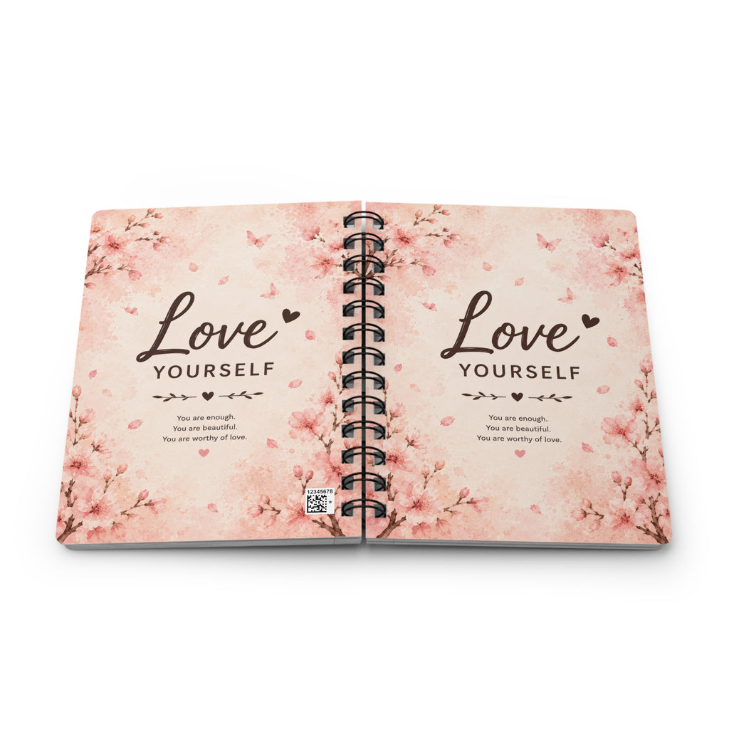 Love Yourself Spiral Journal — Floral Self‑Care Notebook