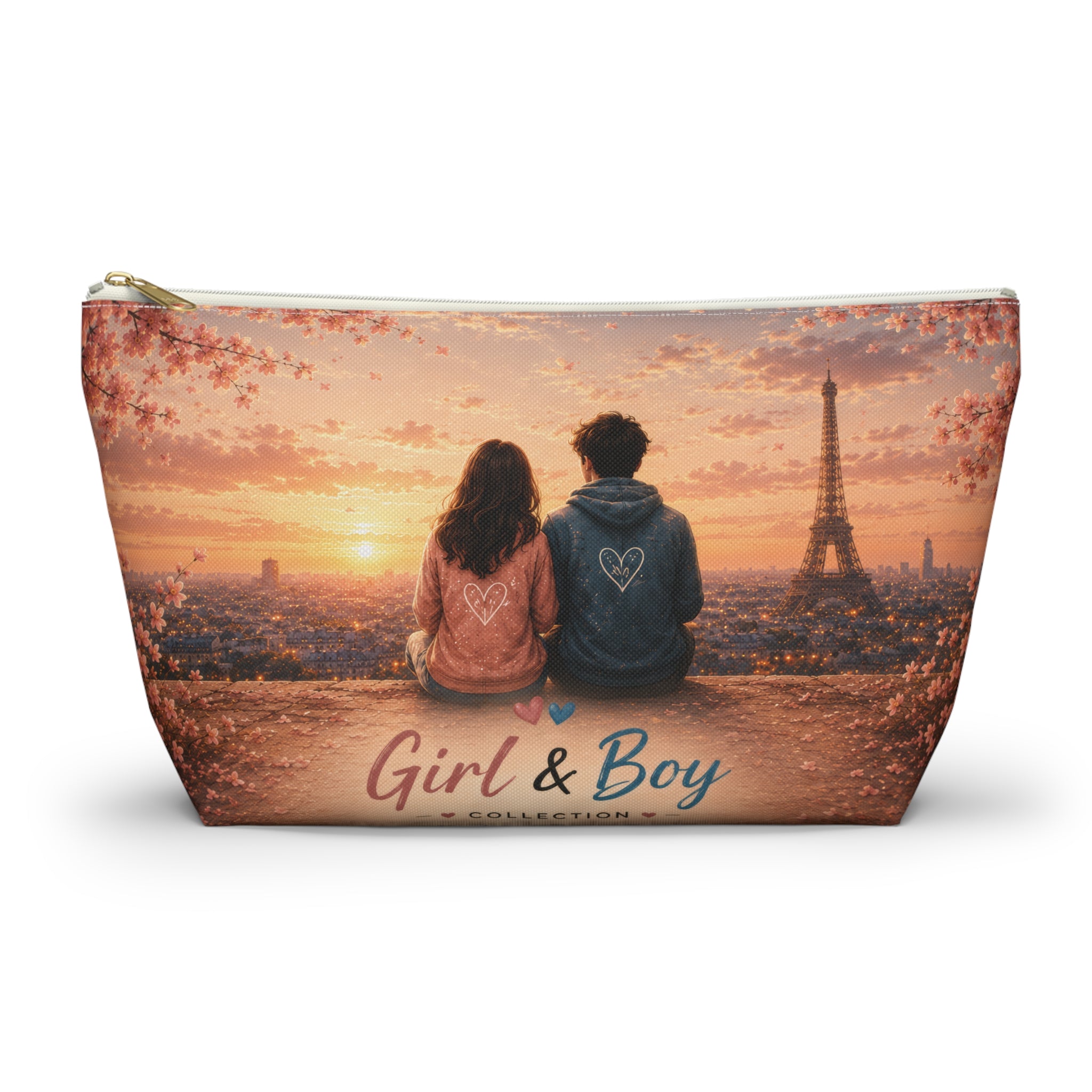 Girl & Boy Paris Sunset Cosmetic Bag Accessory Pouch