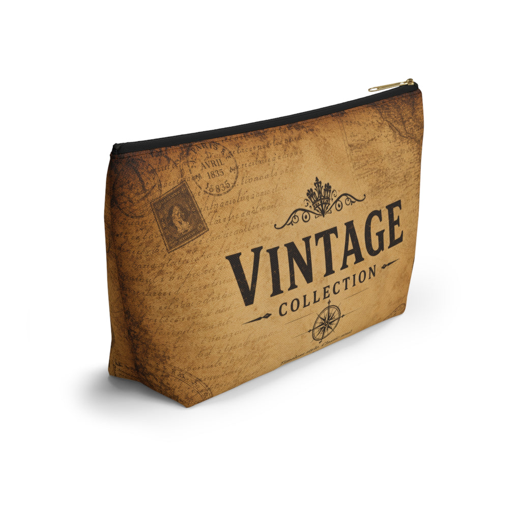 Vintage Collection Accessory Pouch — Retro Map Travel Cosmetic Bag