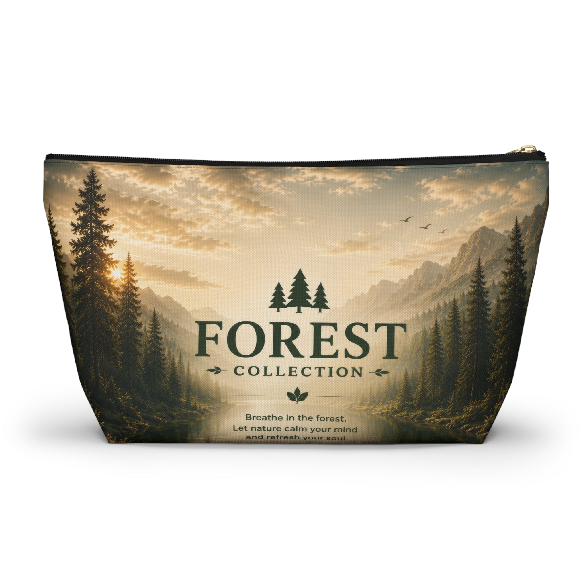 Forest Collection Accessory Pouch — Scenic Mountain & Pine Makeup Bag