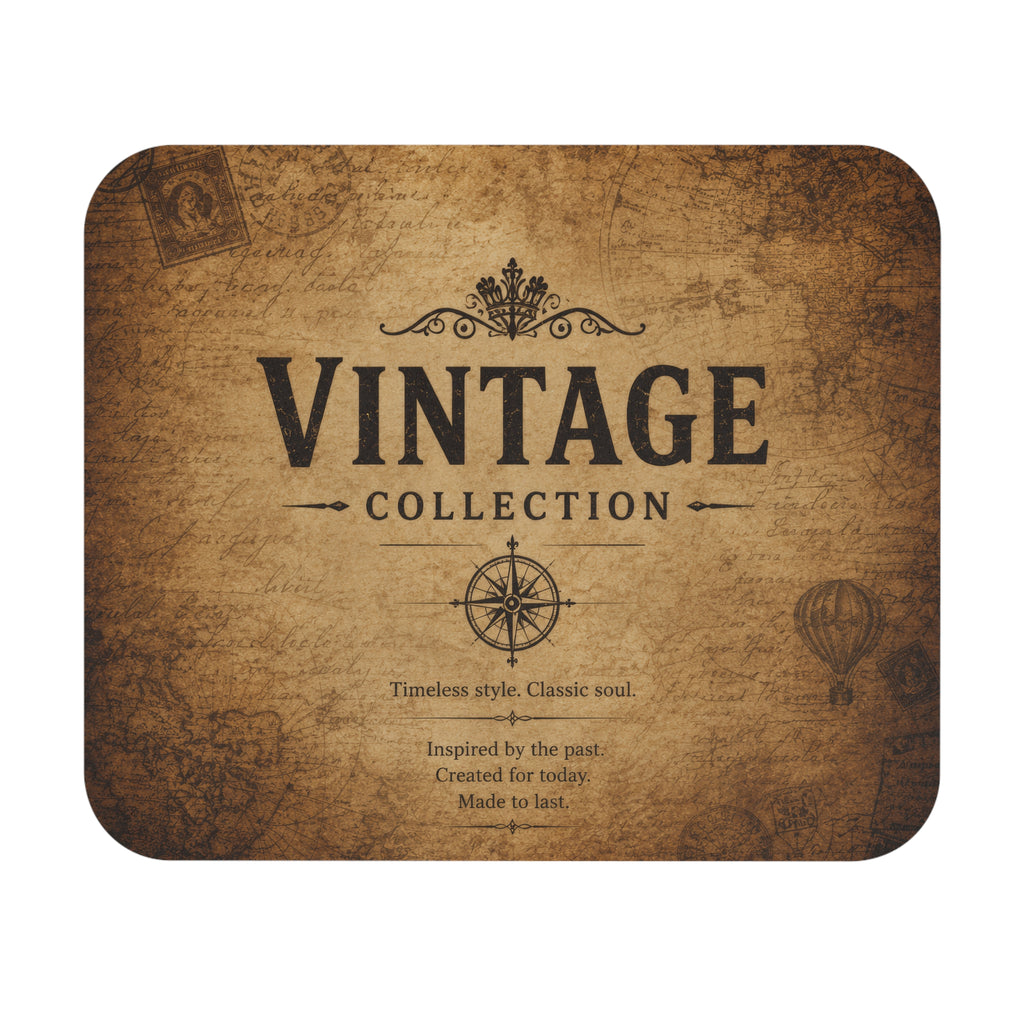Vintage Collection Rectangle Mouse Pad — Retro Compass Desktop Mat
