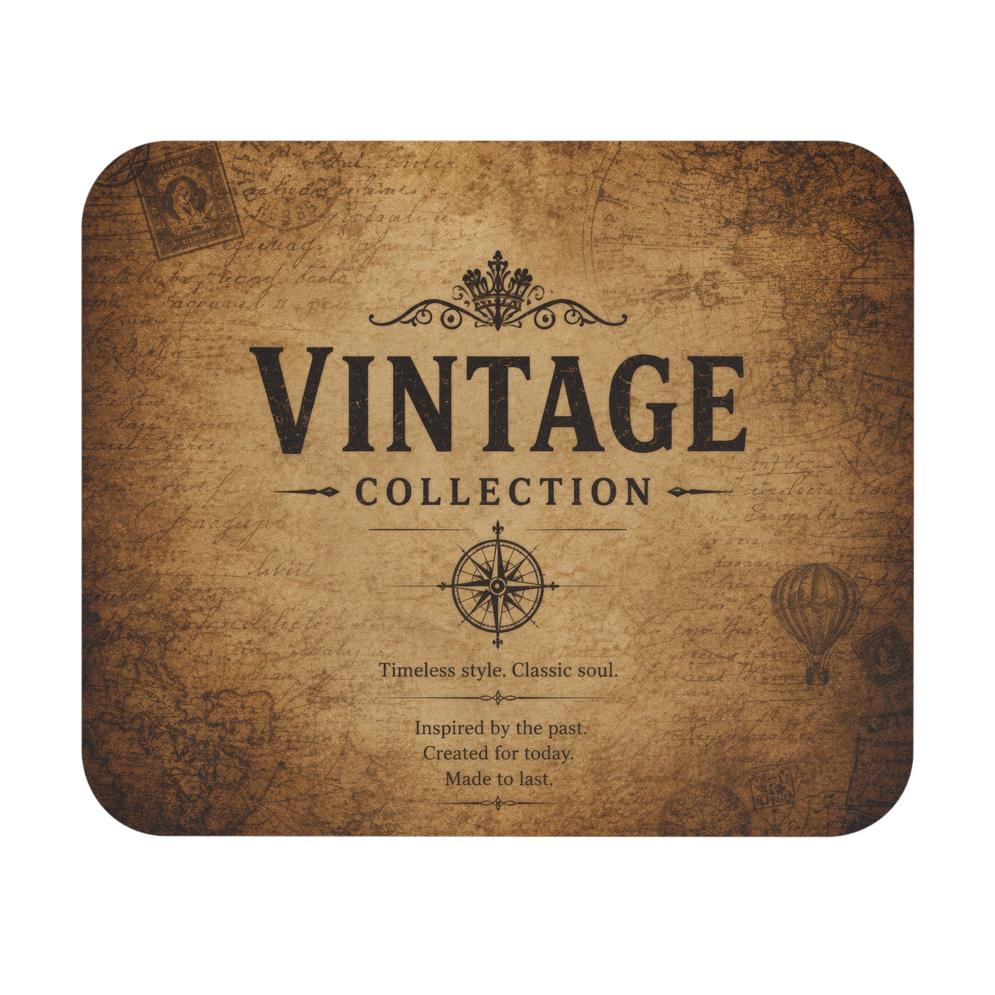 Vintage Collection Rectangle Mouse Pad — Retro Compass Desktop Mat