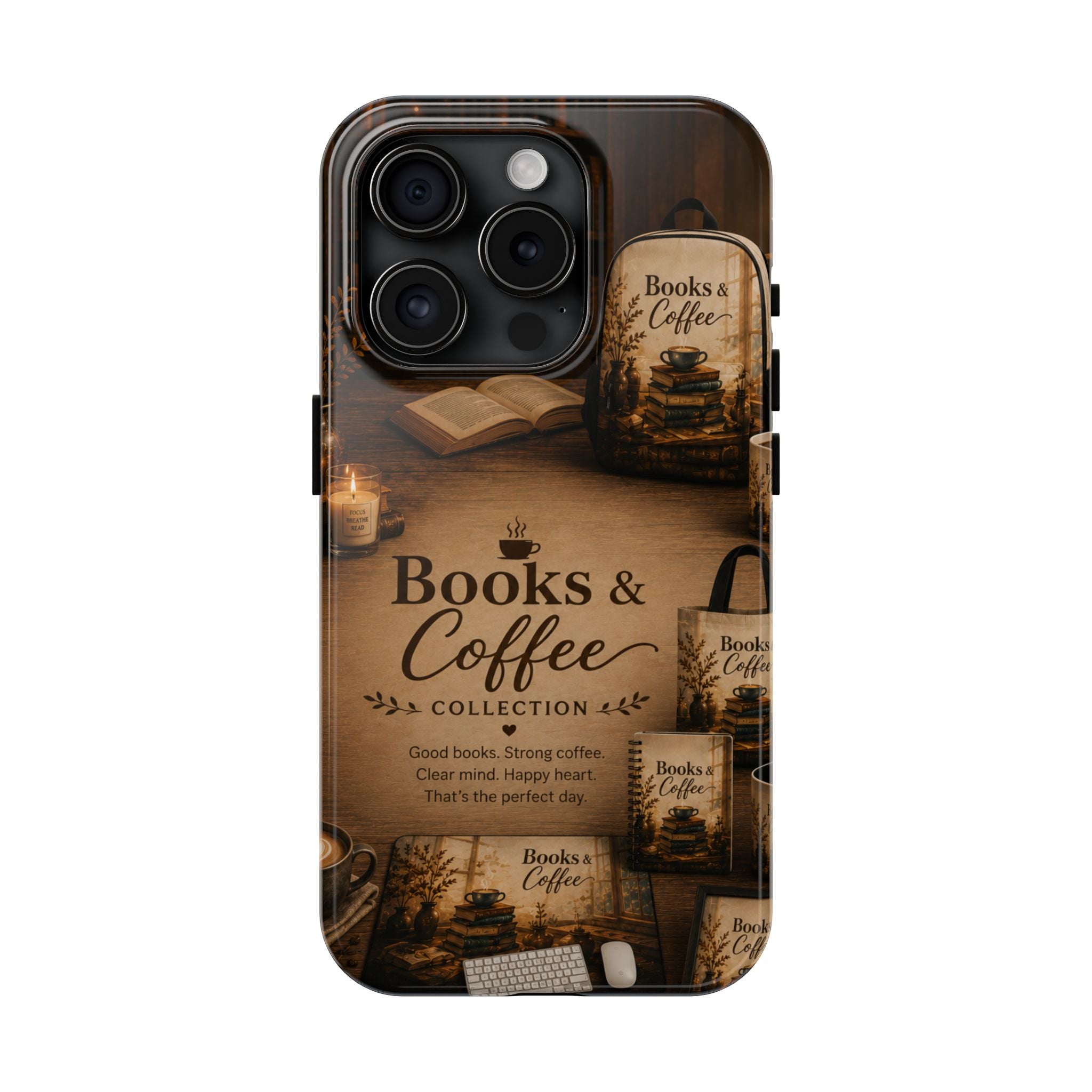 Books & Coffee Tough Phone Case — Cozy Vintage Library Design