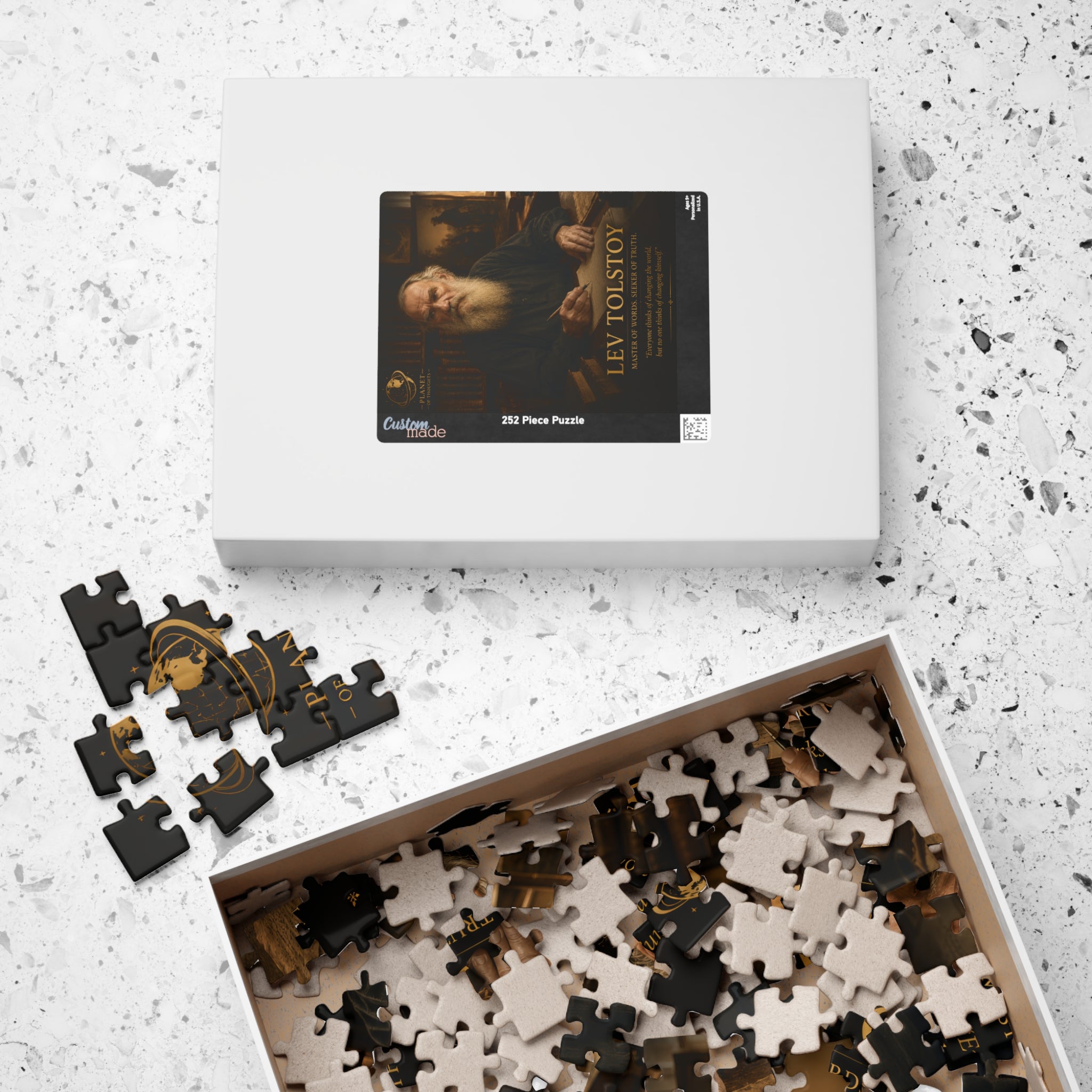 Tolstoy Portrait Puzzle - 252 Pcs - Vert. — Literary Quote Jigsaw (110/252/520/1014 pc)