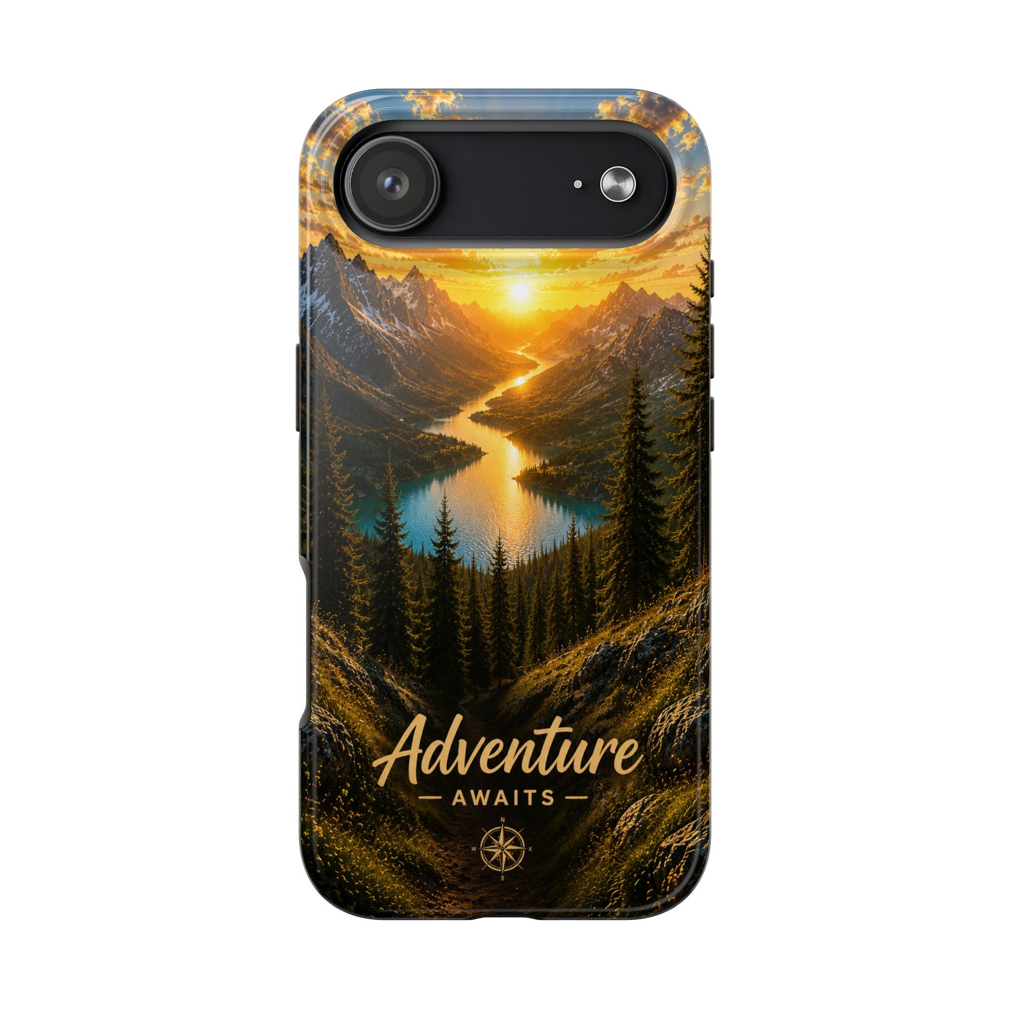 Adventure Awaits Phone Case — Scenic Mountain Landscape Protective Case