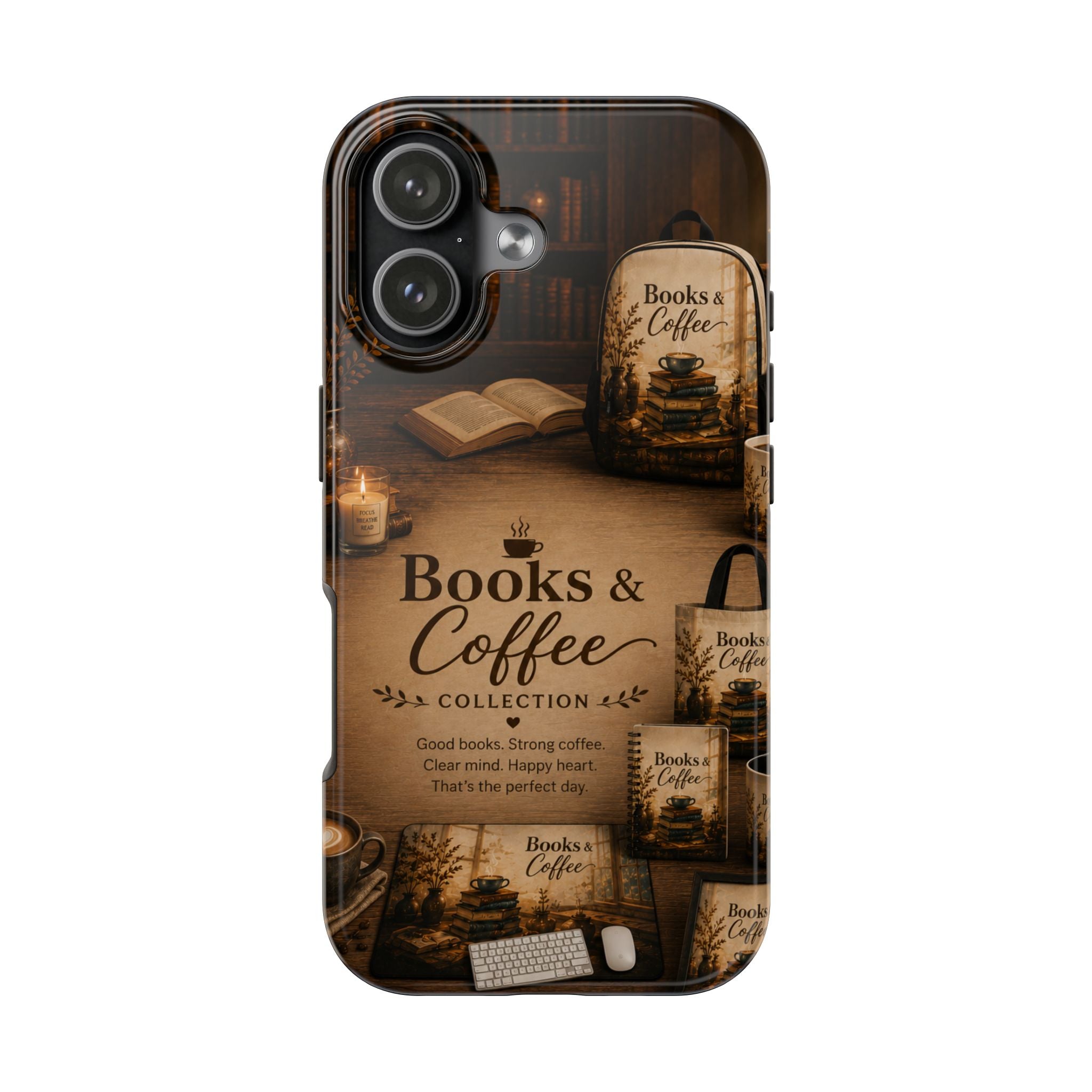 Books & Coffee Tough Phone Case — Cozy Vintage Library Design