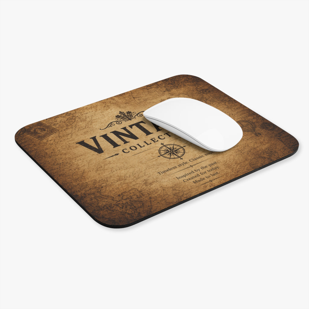 Vintage Collection Rectangle Mouse Pad — Retro Compass Desktop Mat