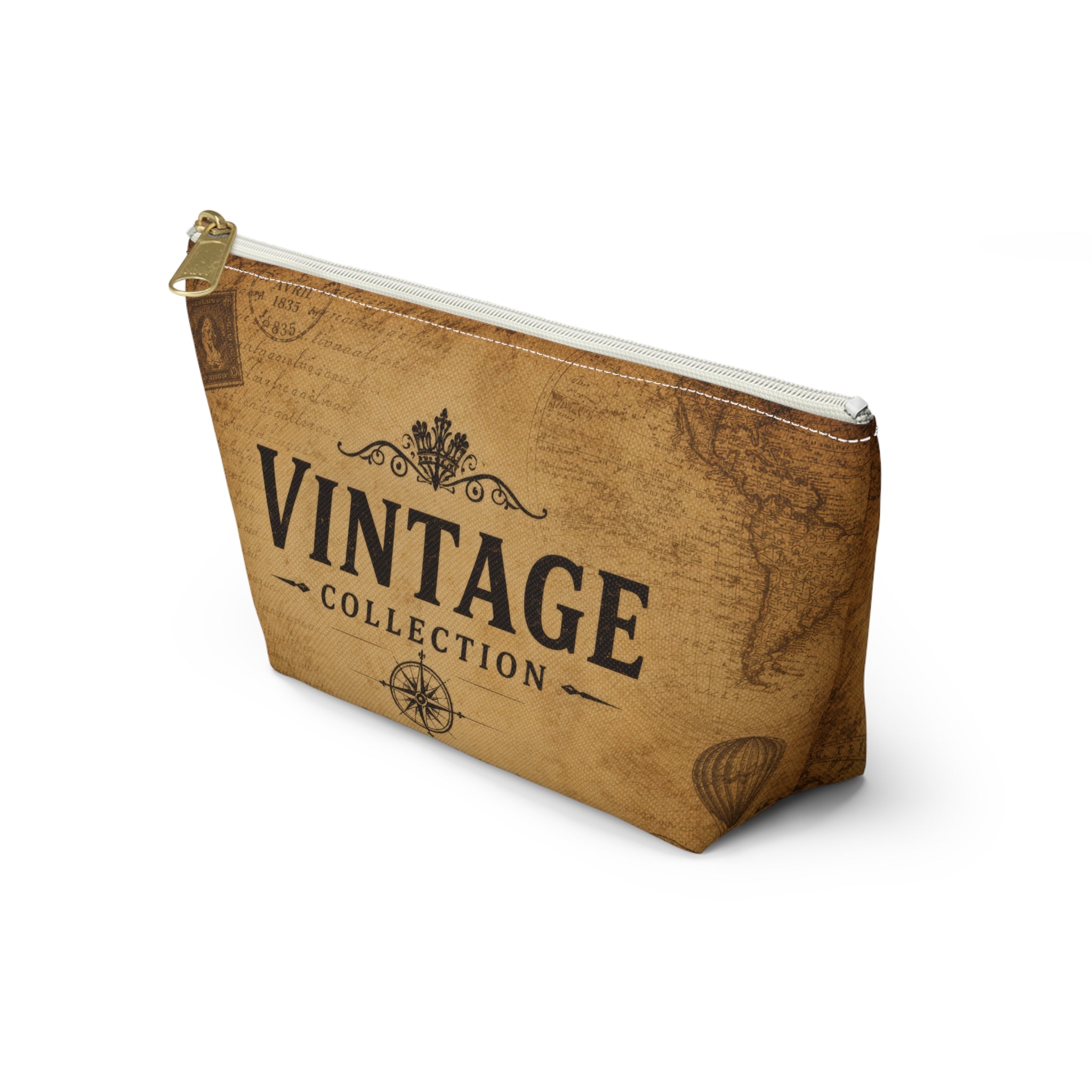 Vintage Collection Accessory Pouch — Retro Map Travel Cosmetic Bag