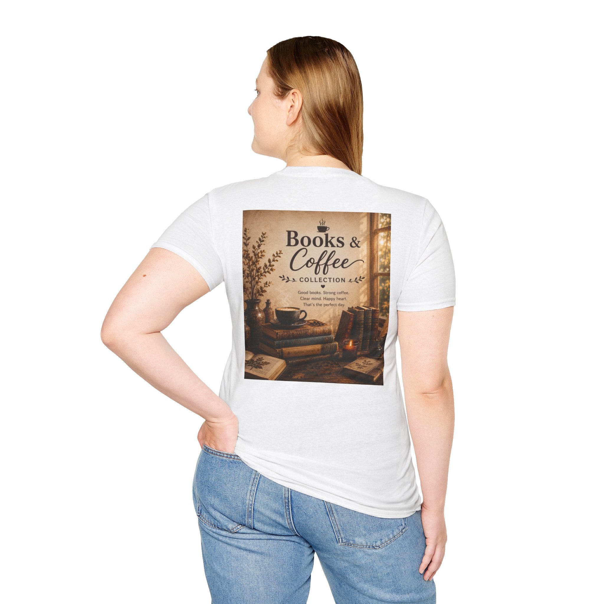 Books & Coffee Graphic T-Shirt — Cozy Reader Vintage Library Tee