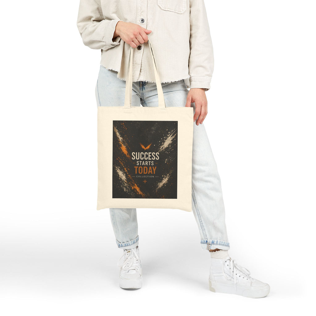 Success Starts Today Motivational Canvas Tote Bag