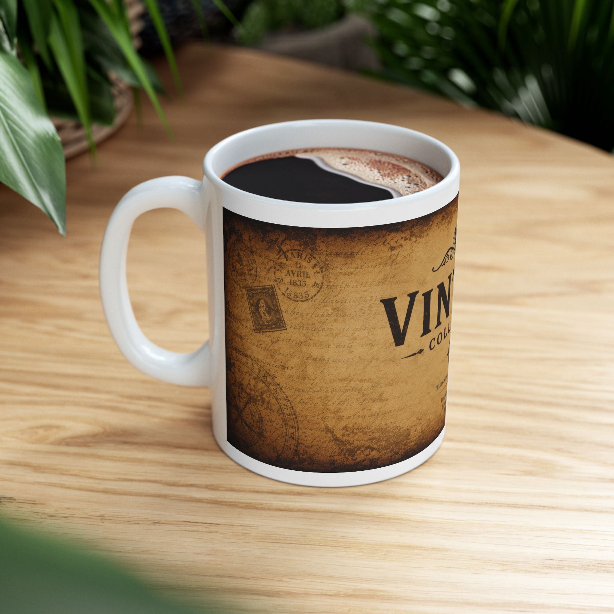 Vintage Collection Ceramic Mug (11oz & 15oz) — Rustic Antique Map Coffee Cup | Planet of Thoughts