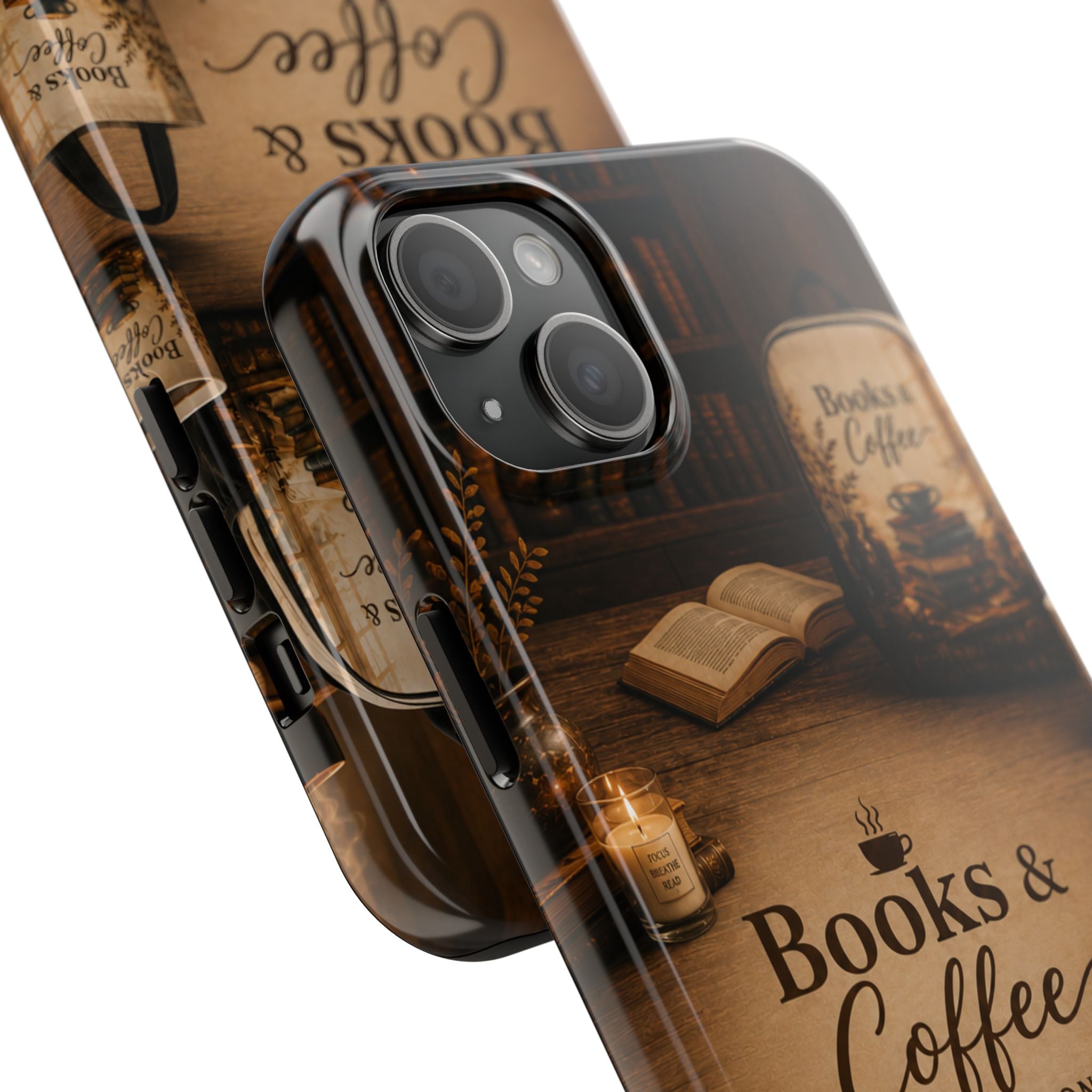 Books & Coffee Tough Phone Case — Cozy Vintage Library Design