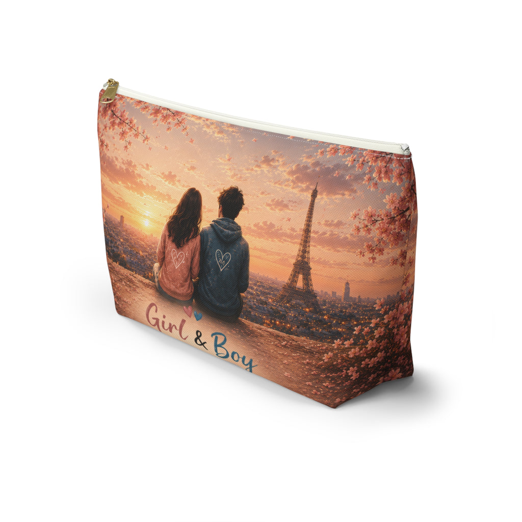 Girl & Boy Paris Sunset Cosmetic Bag Accessory Pouch