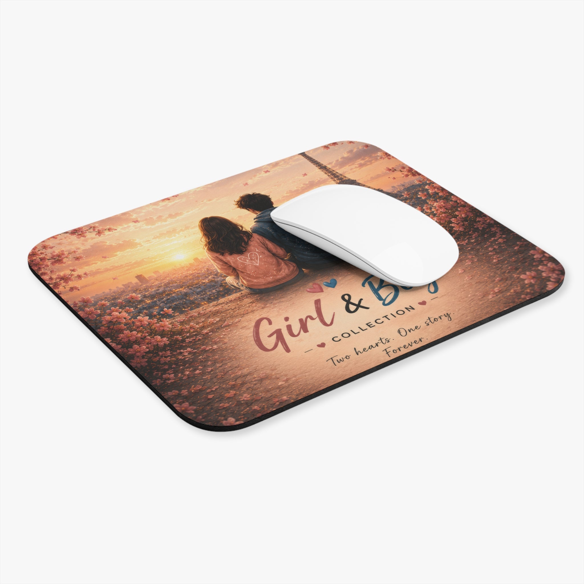 Girl & Boy Mouse Pad – Romantic Paris Sunset | Planet of Thoughts