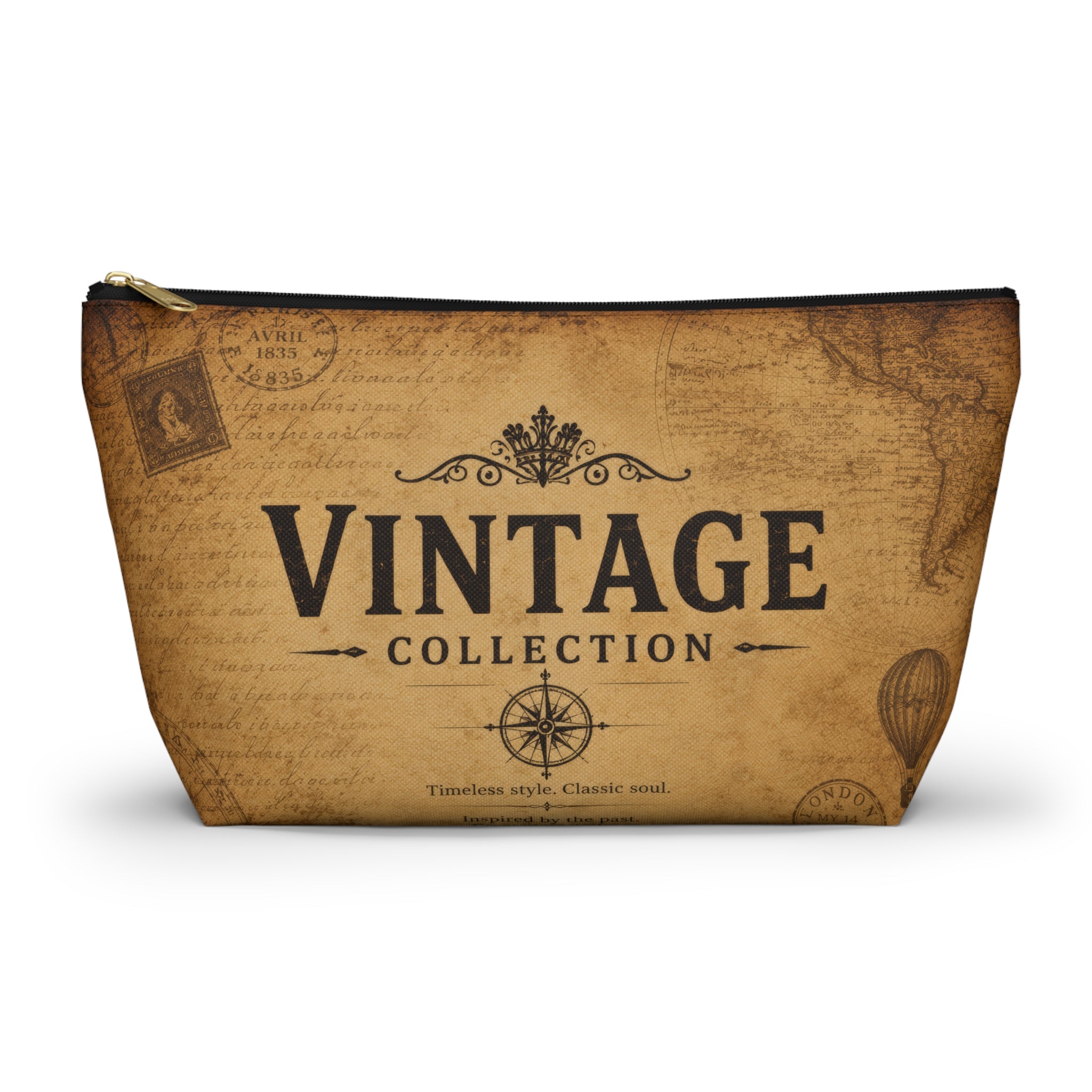 Vintage Collection Accessory Pouch — Retro Map Travel Cosmetic Bag