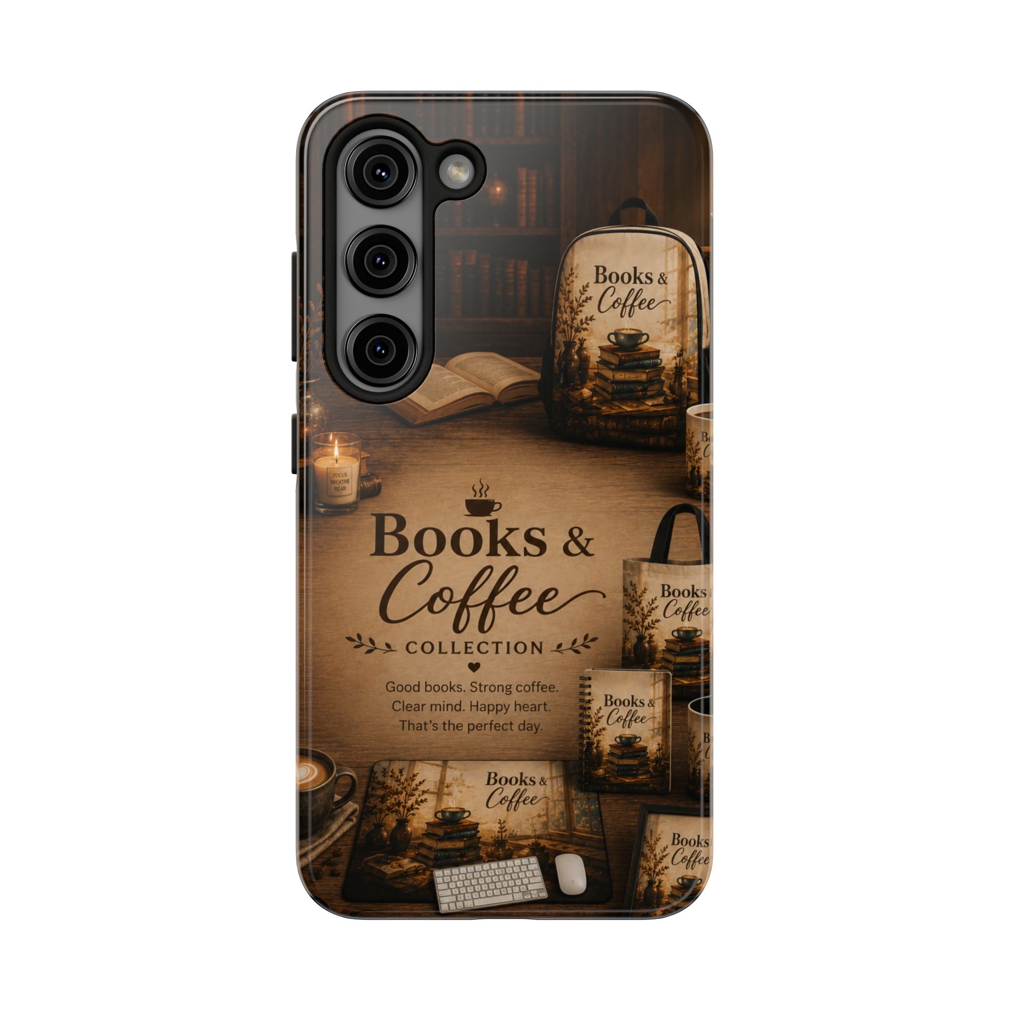 Books & Coffee Tough Phone Case — Cozy Vintage Library Design