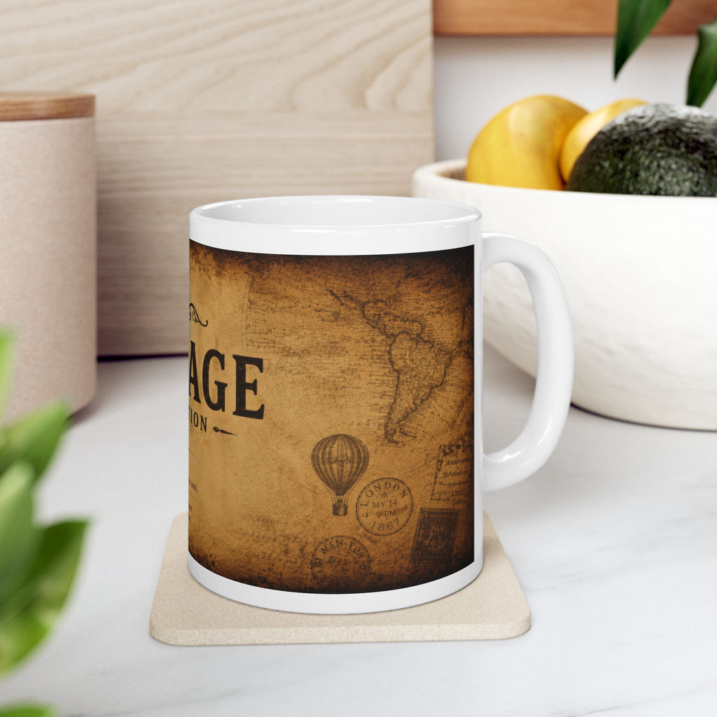 Vintage Collection Ceramic Mug (11oz & 15oz) — Rustic Antique Map Coffee Cup | Planet of Thoughts
