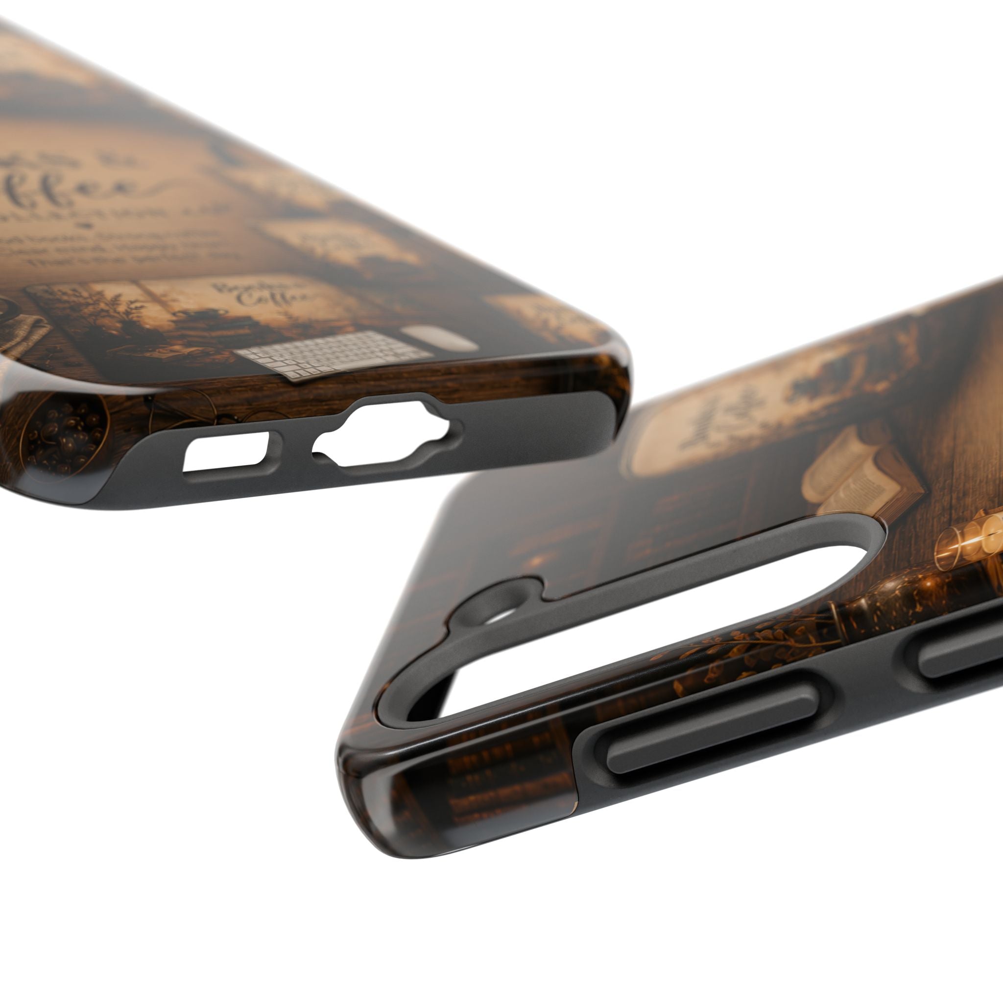 Books & Coffee Tough Phone Case — Cozy Vintage Library Design