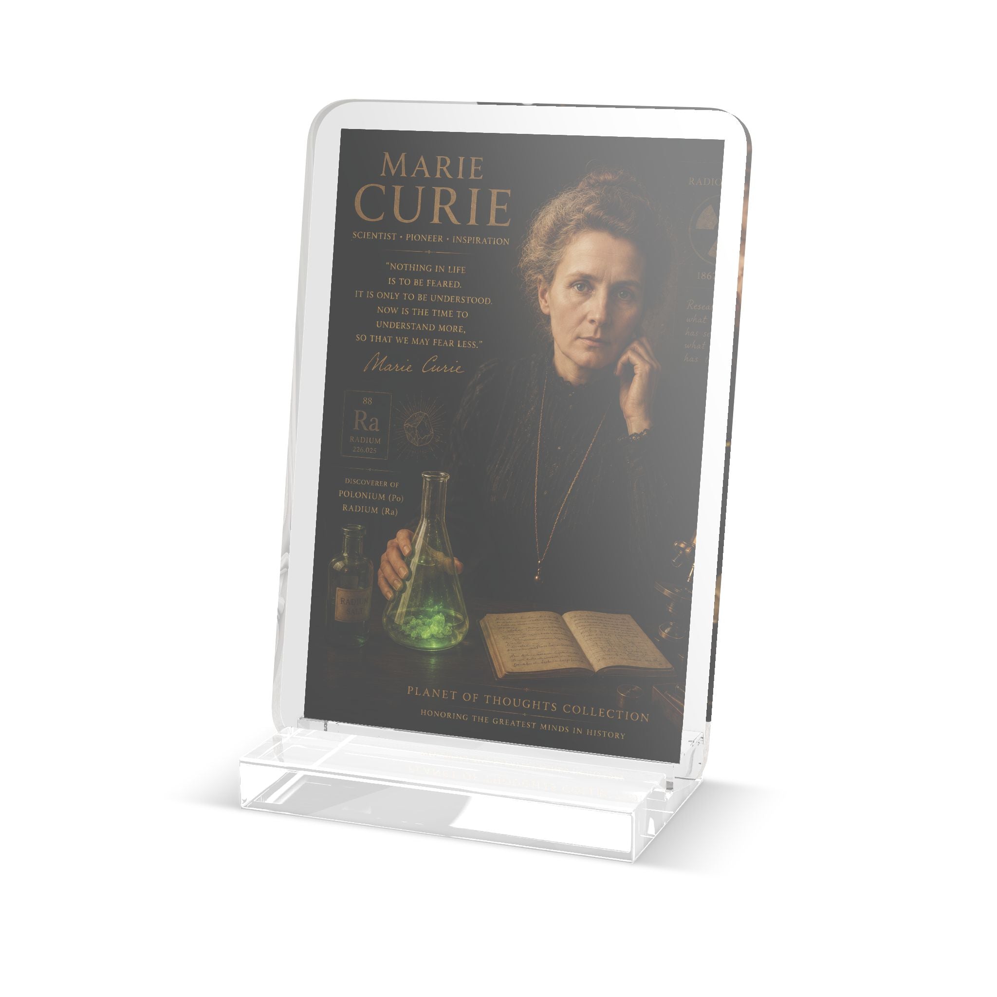Marie Curie Acrylic Standee – Inspirational Scientist Desk Decor