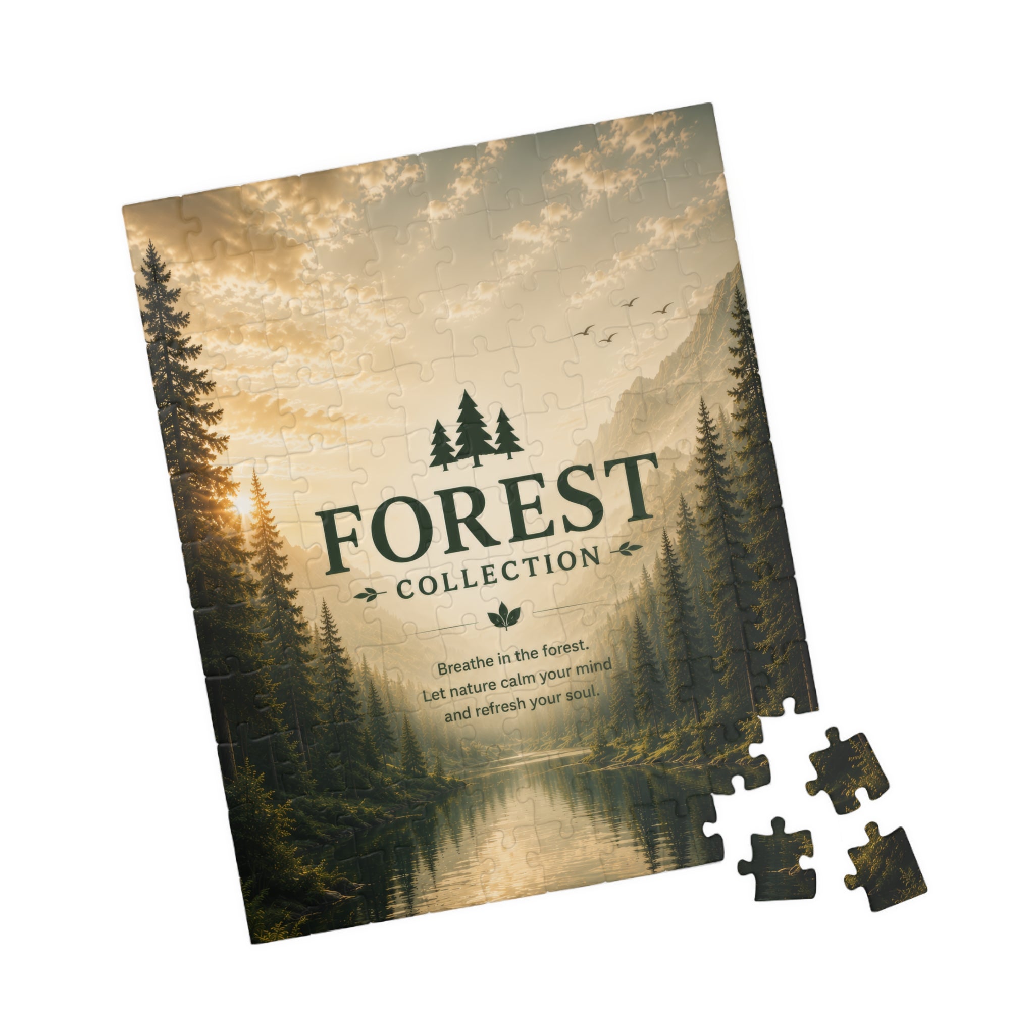 Forest Collection Jigsaw Puzzle — Scenic Lake & Pine Trees (110/252/520/1014 pcs)