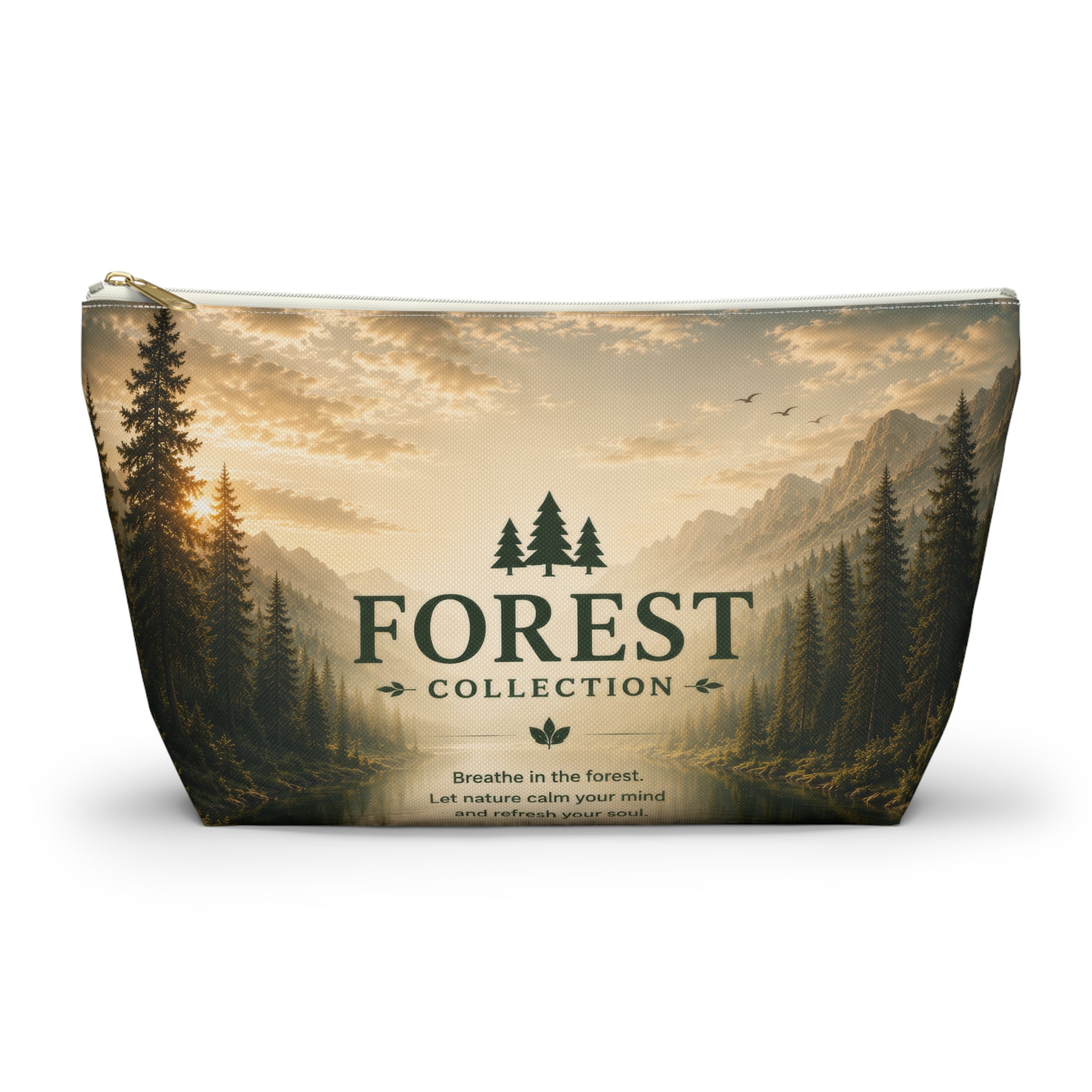 Forest Collection Accessory Pouch — Scenic Mountain & Pine Makeup Bag