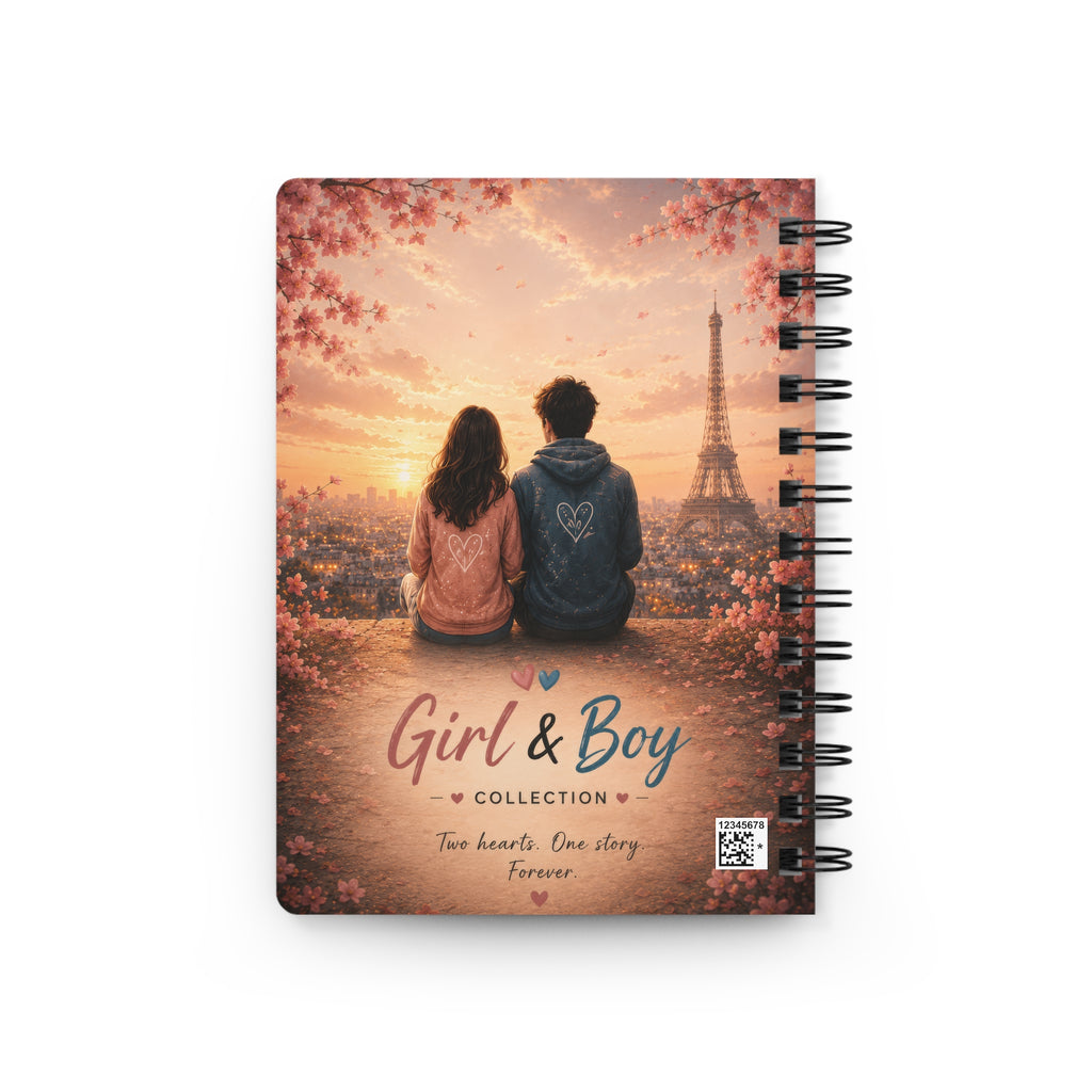 Girl & Boy Journal Romantic Paris Couple Spiral Notebook