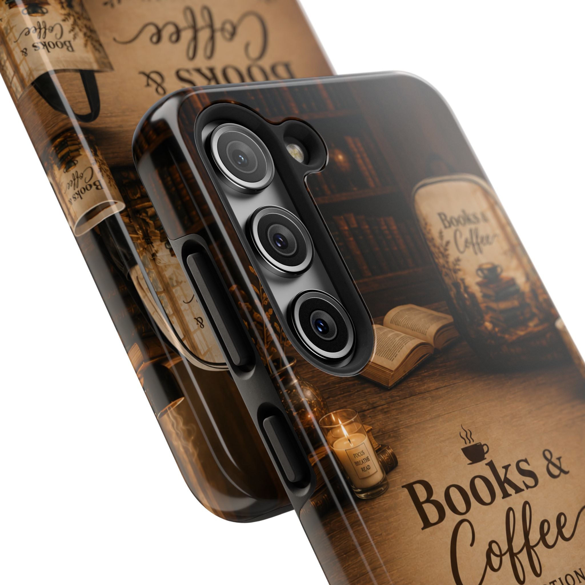 Books & Coffee Tough Phone Case — Cozy Vintage Library Design