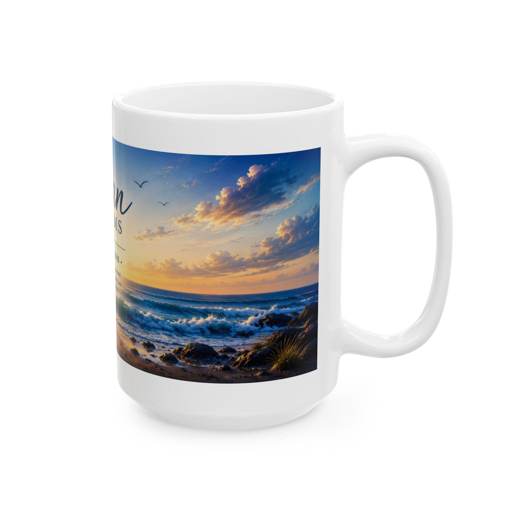 Ocean Ceramic Mug (11oz, 15oz) | Coastal Coffee Mug | Planet of Thoughts