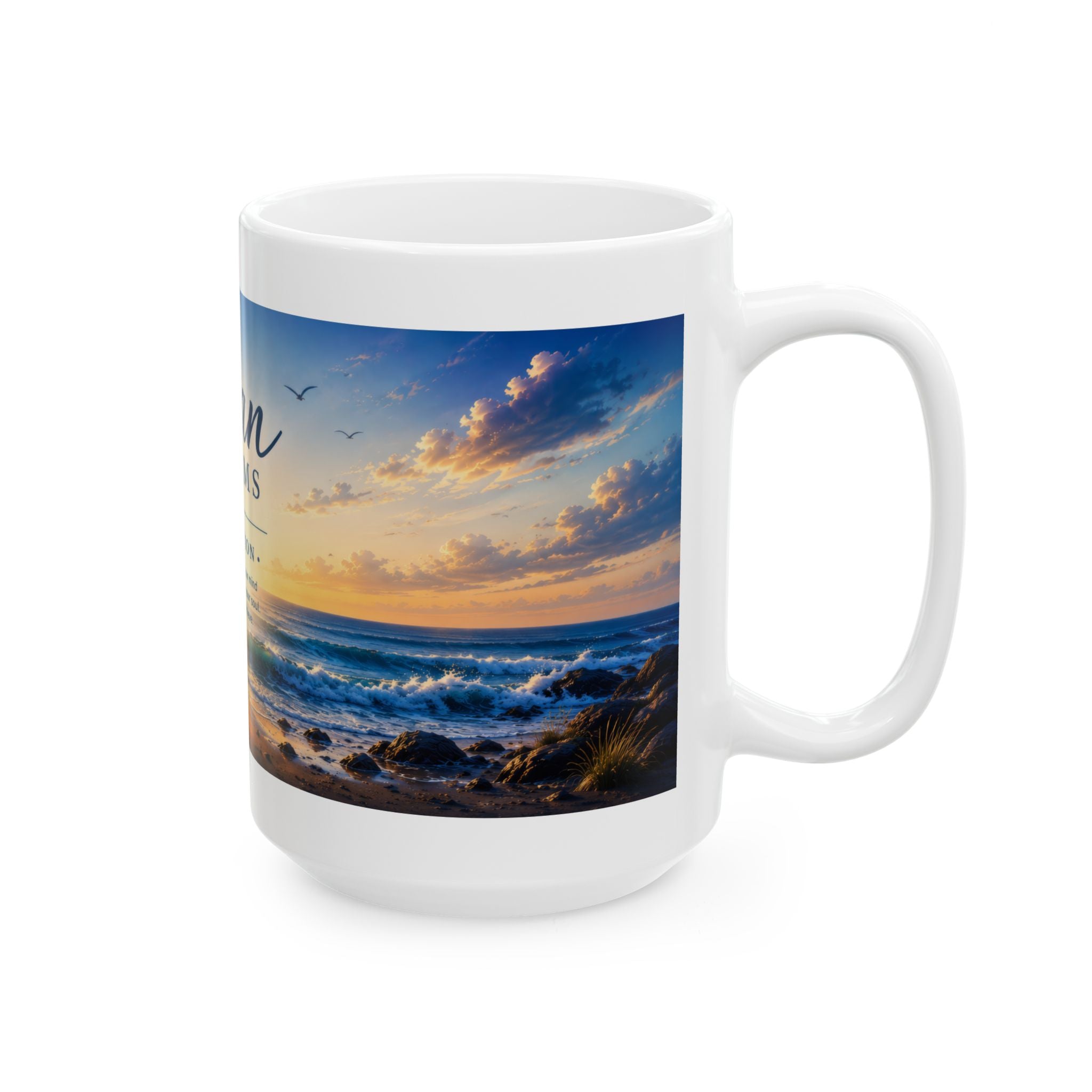 Ocean Ceramic Mug (11oz, 15oz) | Coastal Coffee Mug | Planet of Thoughts