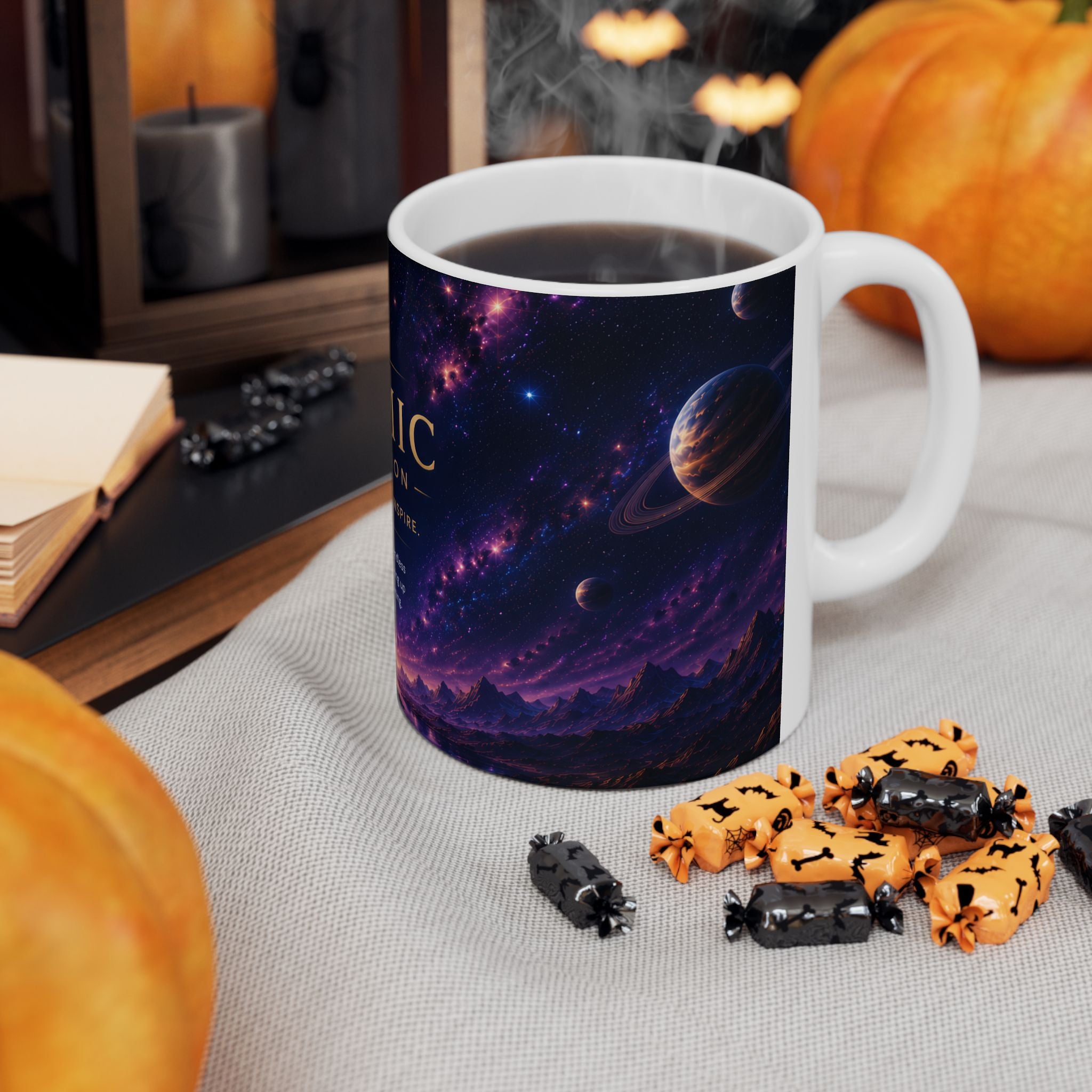 Cosmic Collection Ceramic Mug – Inspirational Space Art Coffee Mug, Galaxy Design, 11oz & 15oz