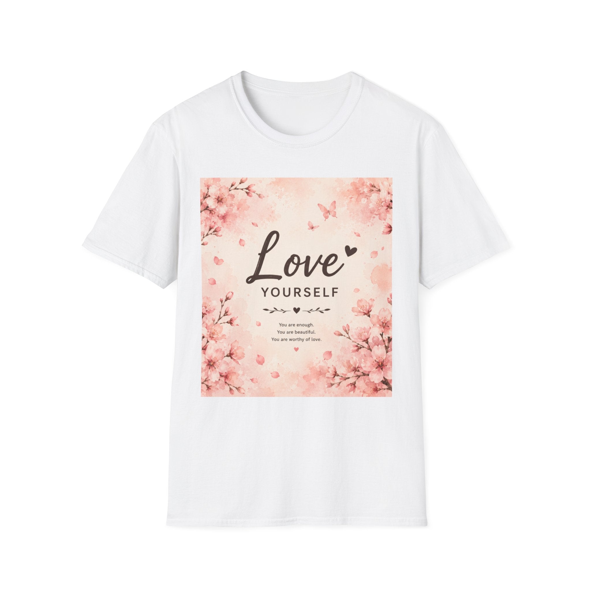 Love Yourself T-Shirt — Pink Floral Self-Love Tee