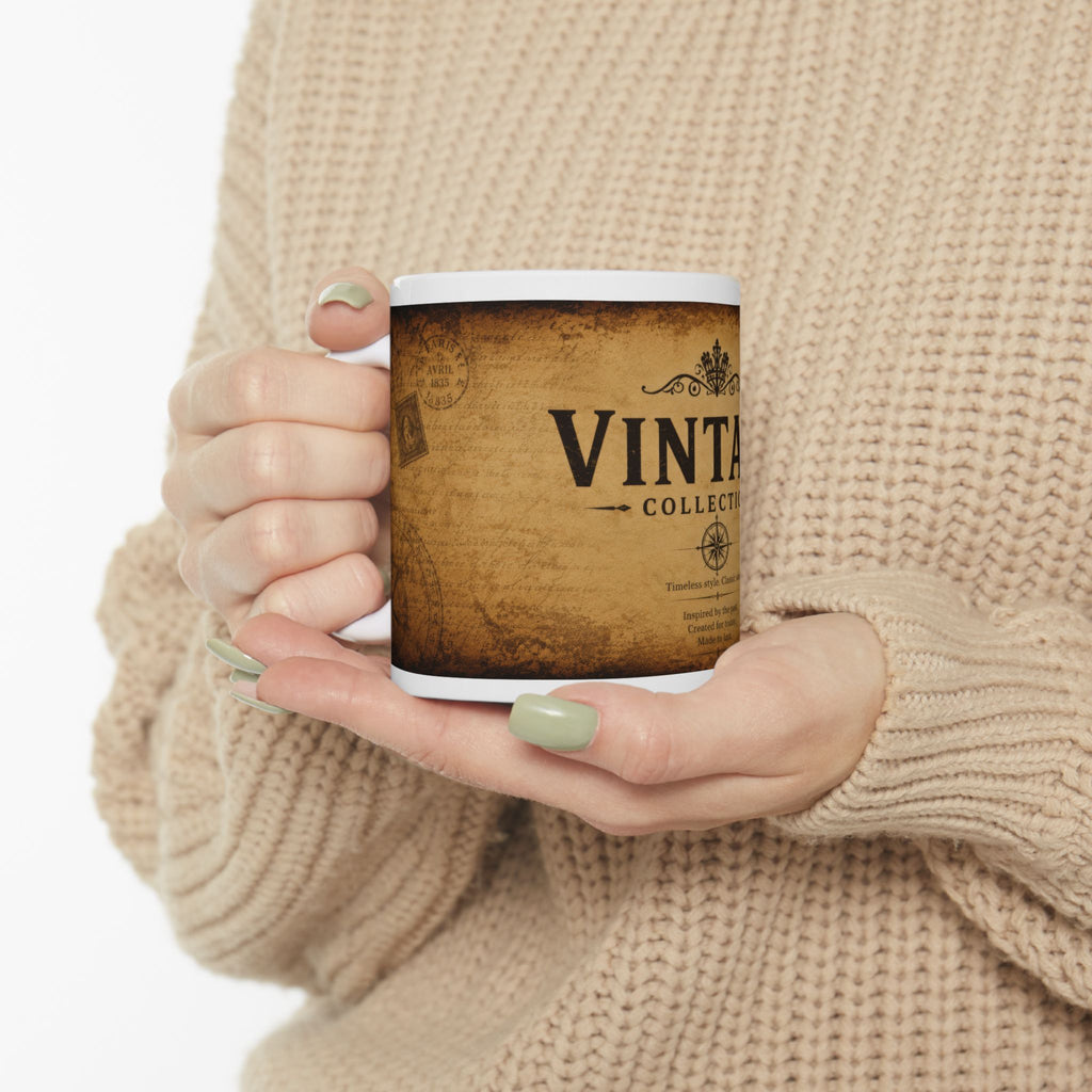 Vintage Collection Ceramic Mug (11oz & 15oz) — Rustic Antique Map Coffee Cup | Planet of Thoughts